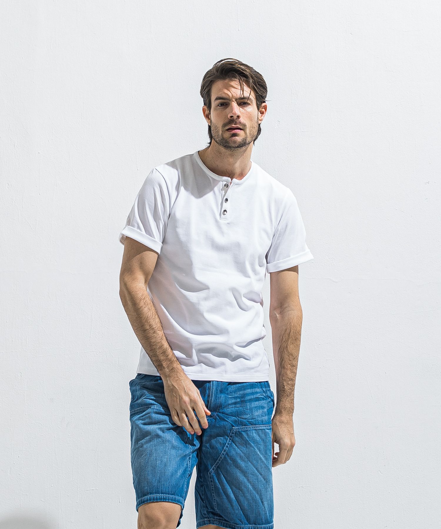 ROLL UP HENRY T / RC40-T-005 / ロールアップヘンリーネックTシャツ / ホワイト (4月中旬入荷予定)