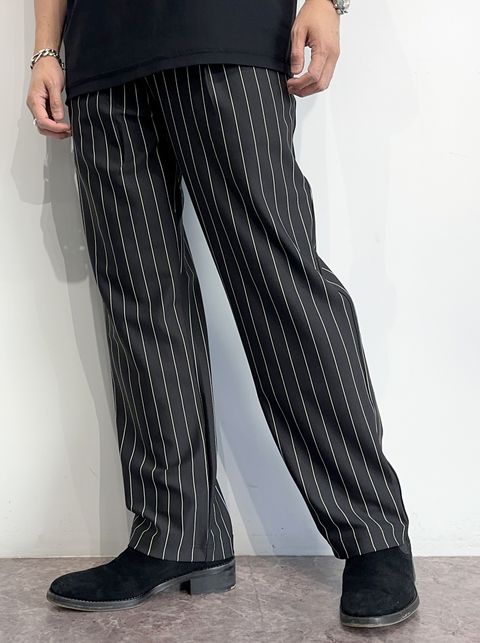 CHRIS EASY WIDE TUCK PANTS / RC35-ST-016WT / ワイドタックパンツ / ブラックストライプ