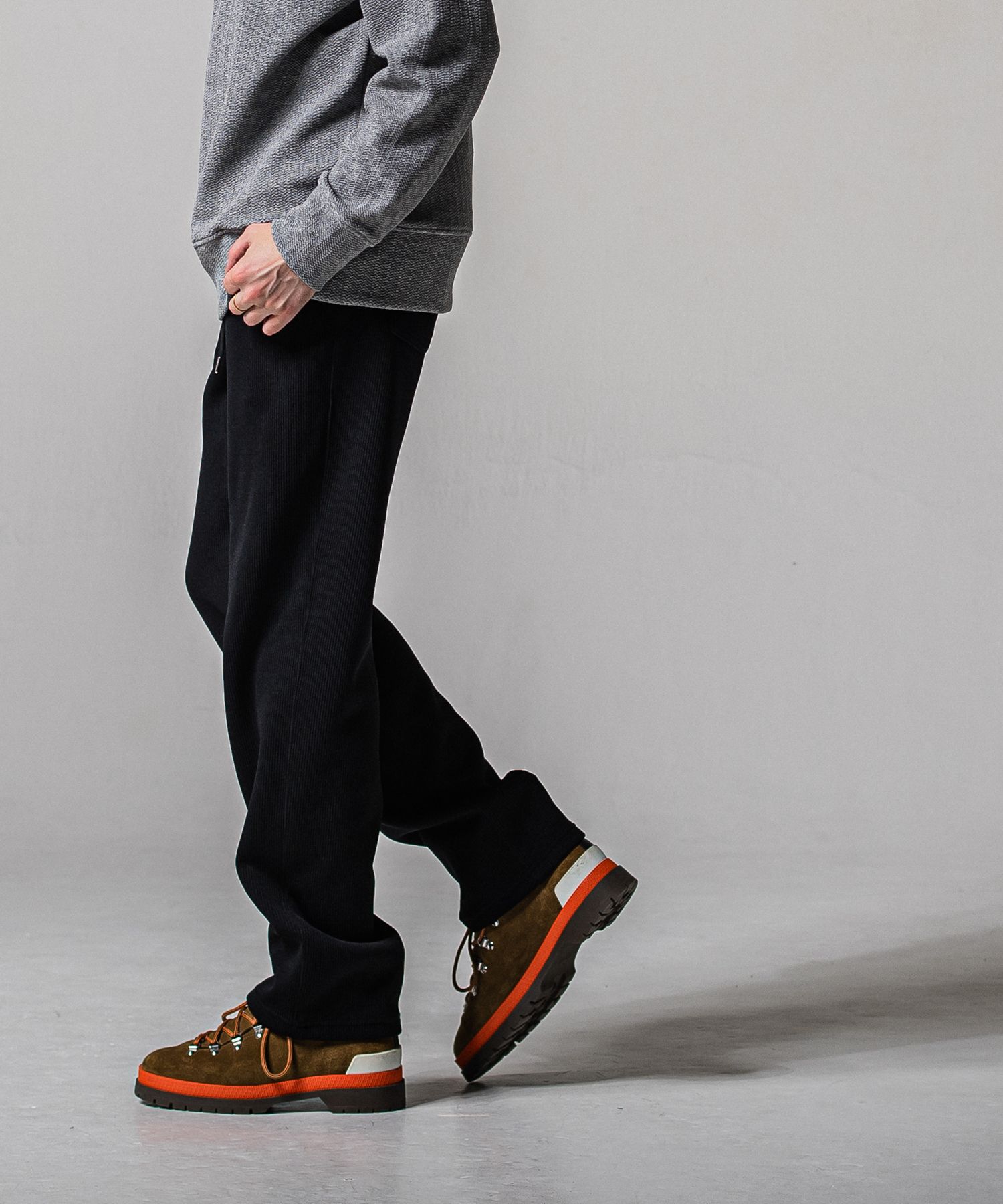 AZE WIDE TUCK PANTS / RC39-ST-016WT2 / 高機能畦編みニットワイドタックパンツ / ブラック (1月中旬入荷予定)