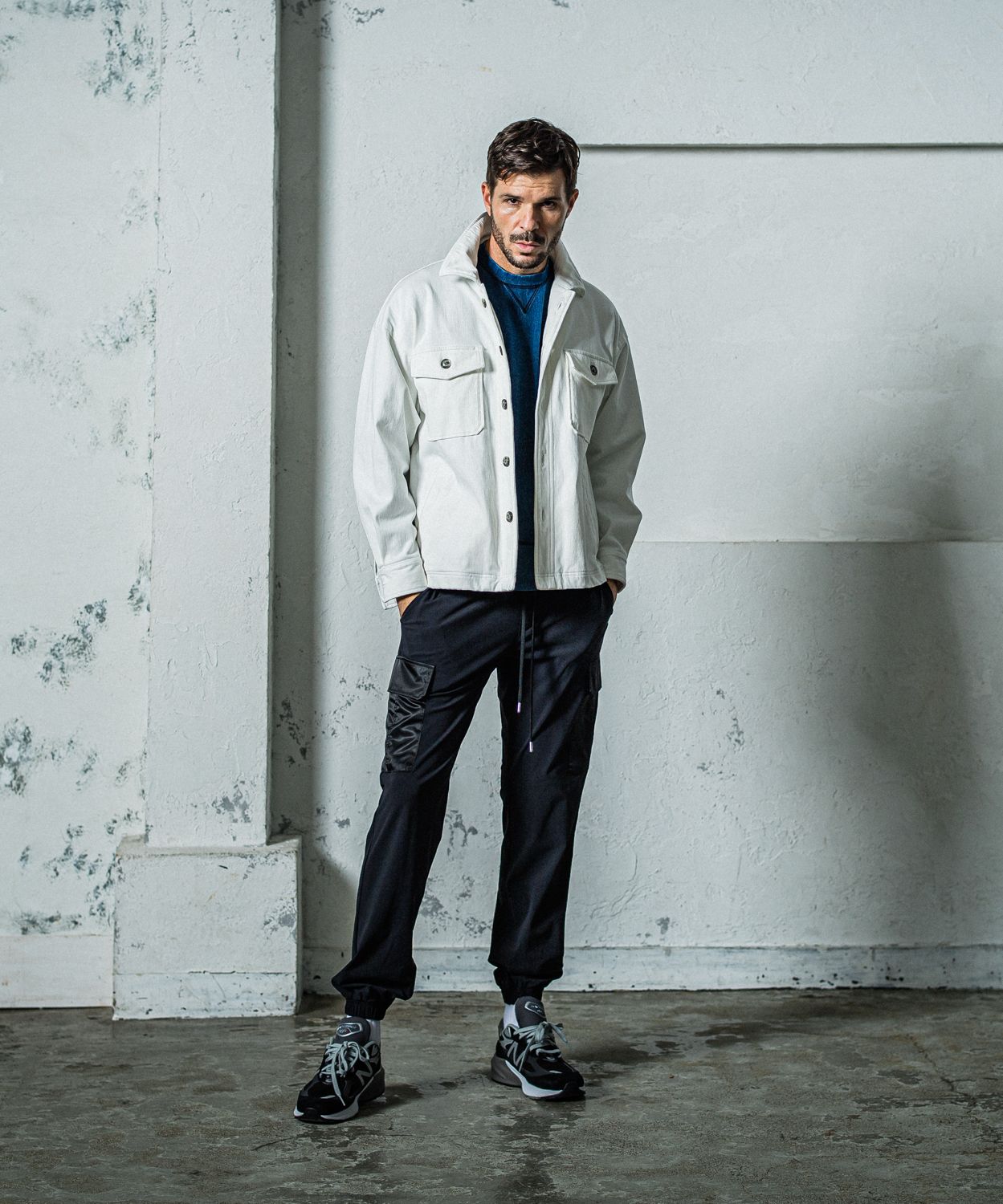 DENIM JERSEY OVER CPO / RC35-JK-002 / デニムジャージCPOジャケット / ホワイト