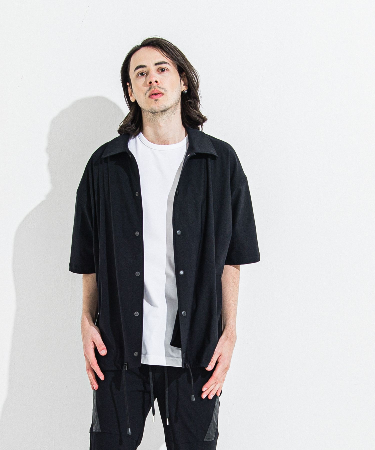 NYLON HALF COACH JACKET / RC36-C-002 / 半袖ナイロンコーチジャケット / ブラック