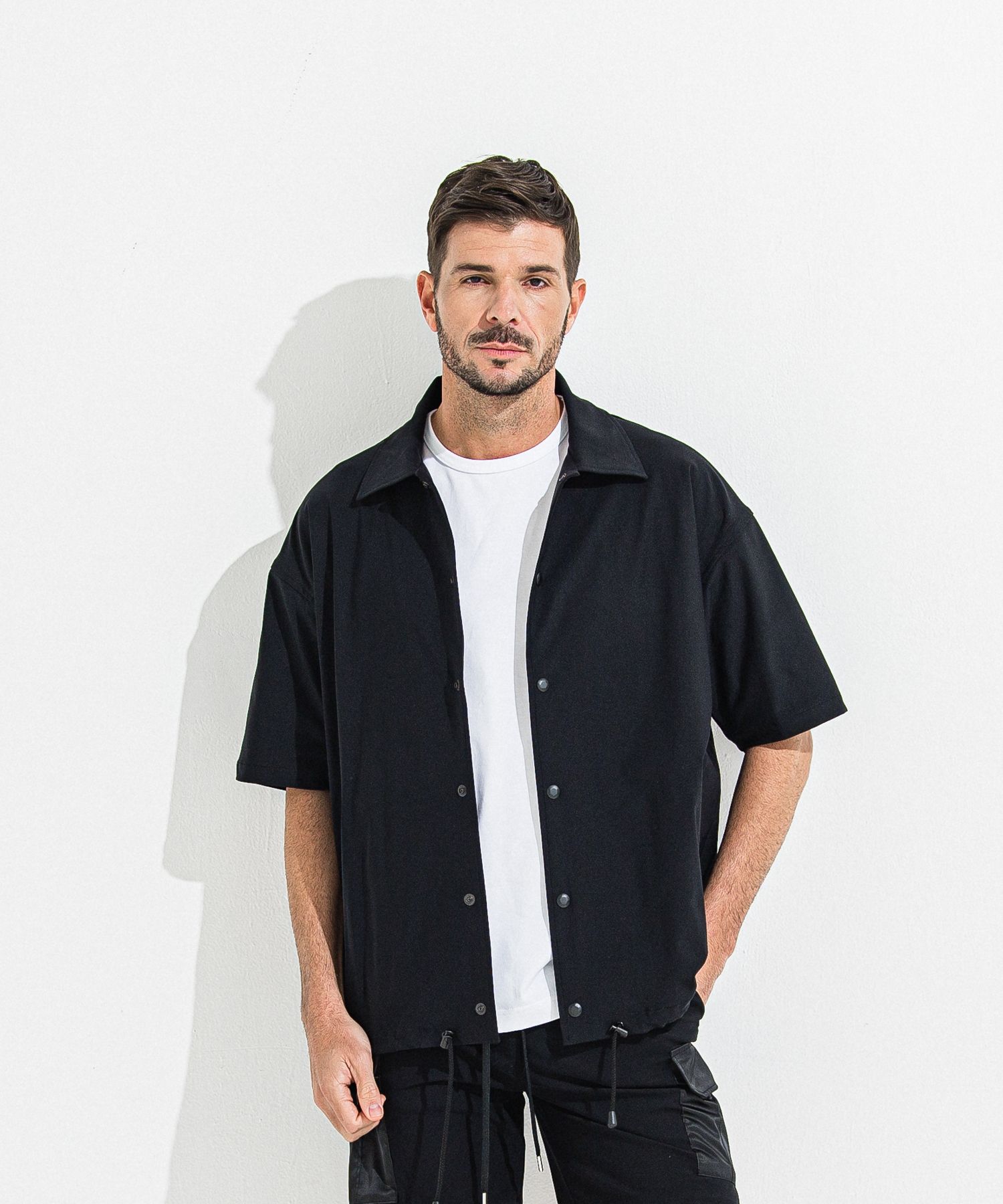 NYLON HALF COACH JACKET / RC36-C-002 / 半袖ナイロンコーチジャケット / ブラック
