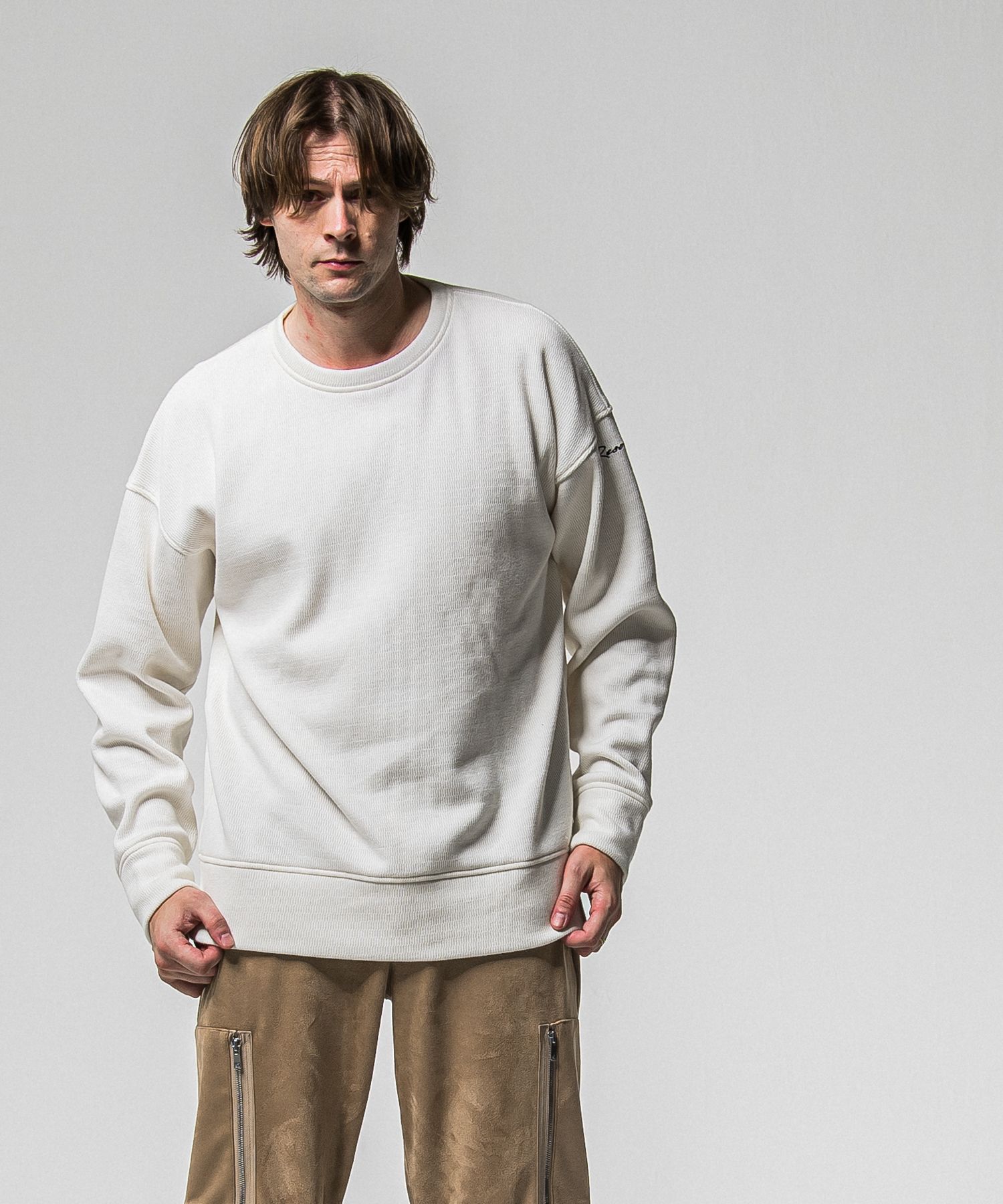 VELOURS FLEECE THERMAL LOOSE TRAINER / RC38-C-002 / 裏起毛サーマルトレーナー / ホワイト (10月中旬入荷予定)