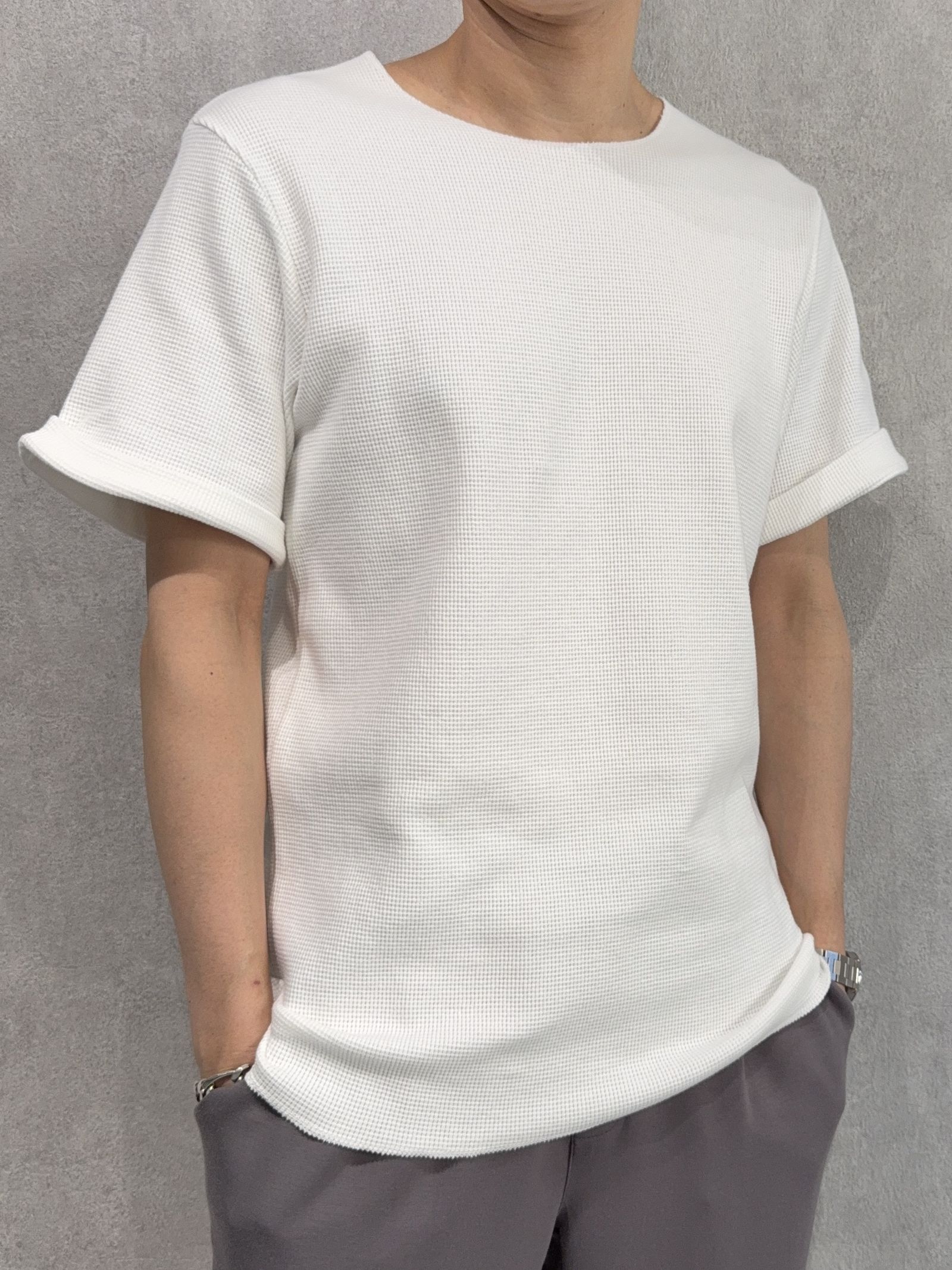 CUT OFF THERMAL TEE / RC39-T-003 / サーマルロールアップTシャツ / ホワイト