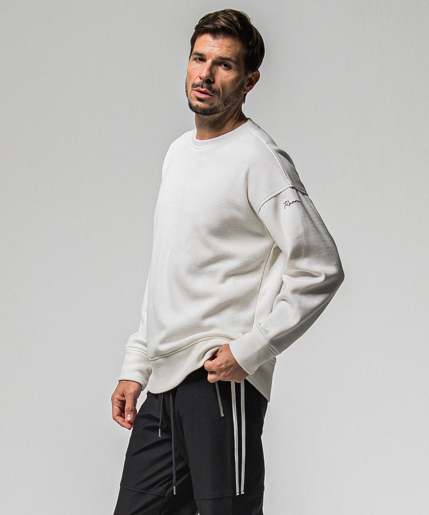 VELOURS FLEECE THERMAL LOOSE TRAINER / RC38-C-002 / 裏起毛サーマルトレーナー / ホワイト (10月中旬入荷予定)
