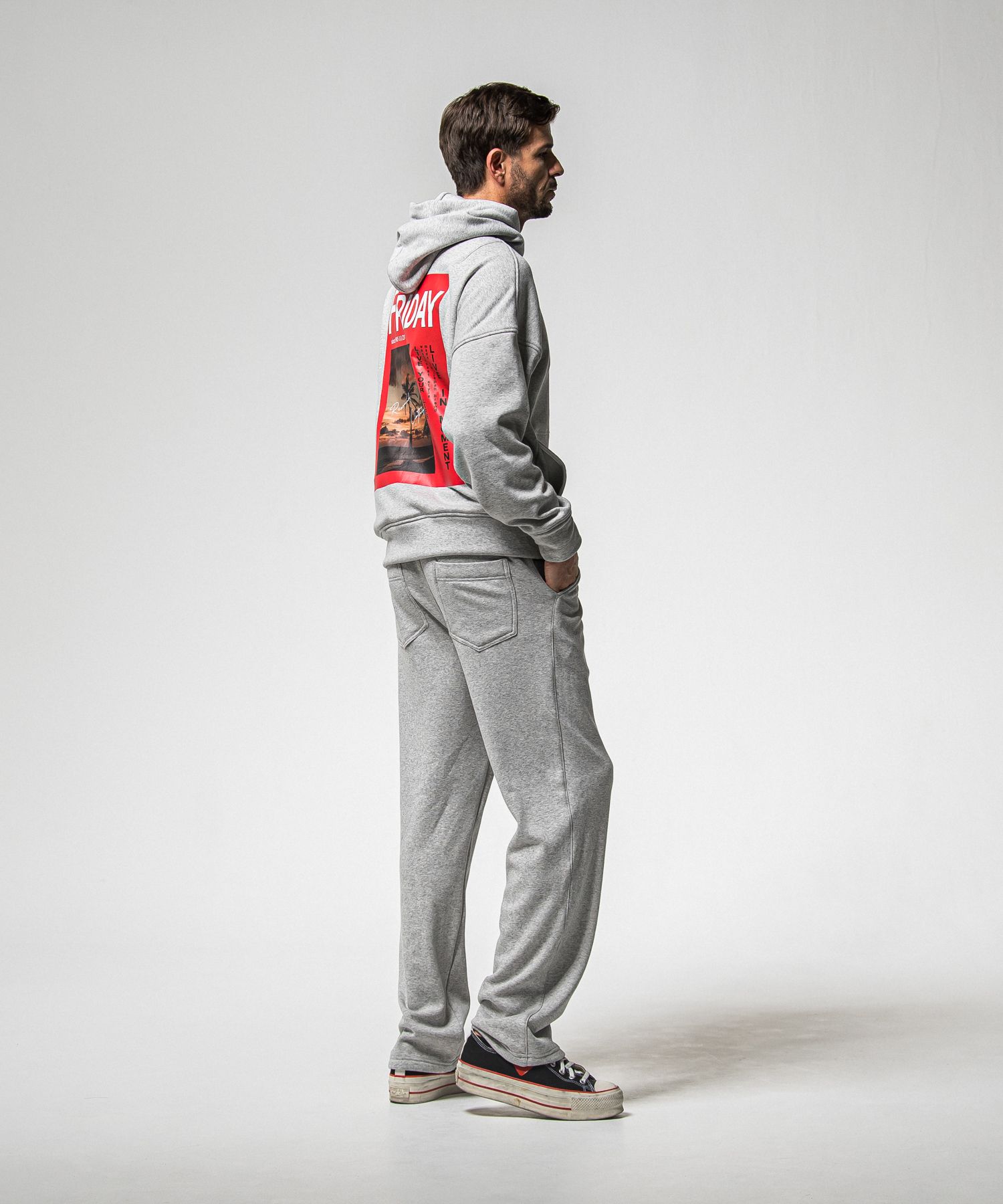 VELOURS FLEECE WIDE TUCK PANTS / RC38-ST-016HWT / 裏起毛スウェットワイドタックパンツ / グレー (11月中旬入荷予定)