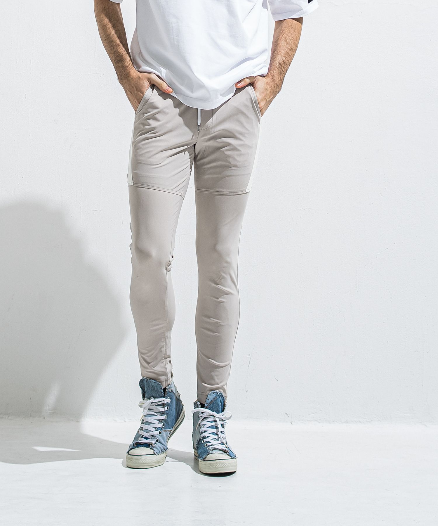 TYLER NYLON PANTS / RC40-ST-026 / レザーラインナイロンパンツ / グレージュ (5月中旬入荷予定)