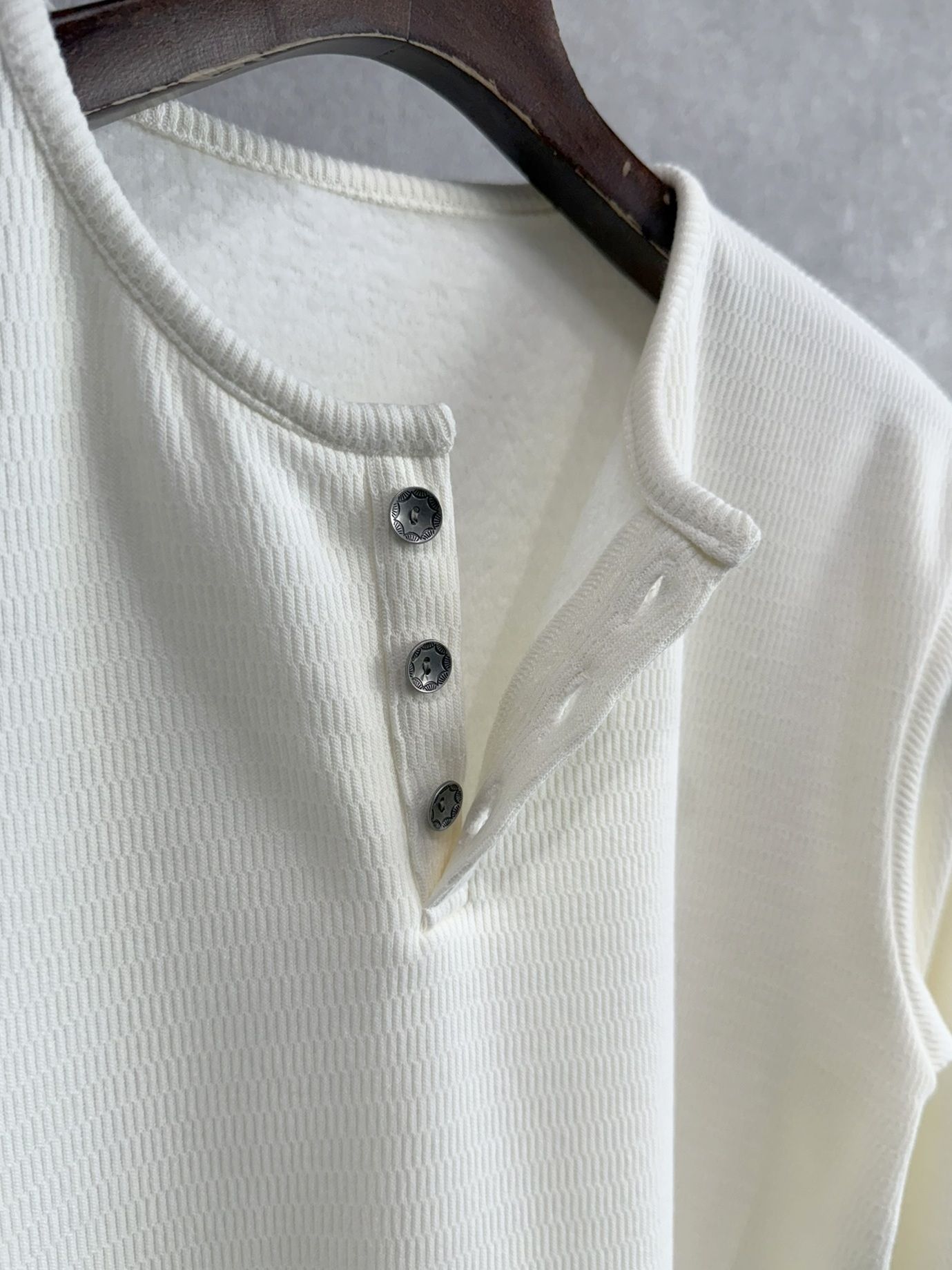 VELOURS FLEECE THERMAL HENRY / RC38-C-003 / 裏起毛サーマルヘンリーネックロングTシャツ / ホワイト