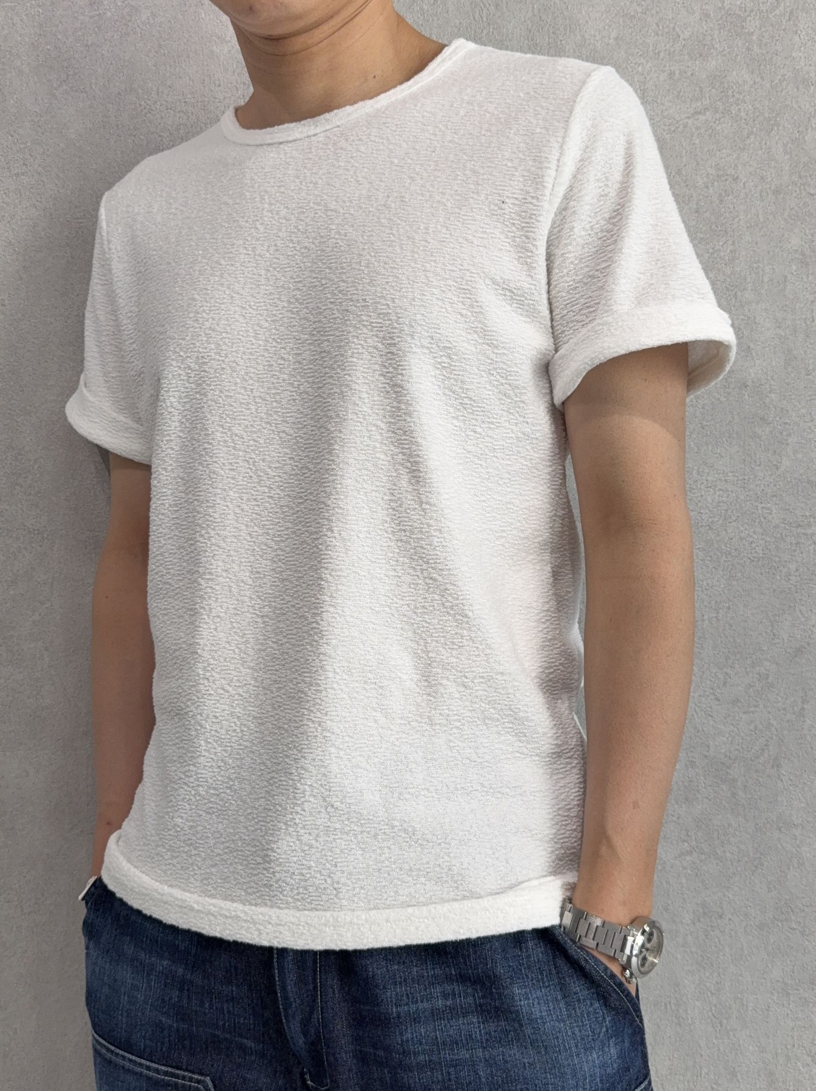 PILE ROLL UP TEE / RC40-T-001 / パイルロールアップTシャツ / ホワイト