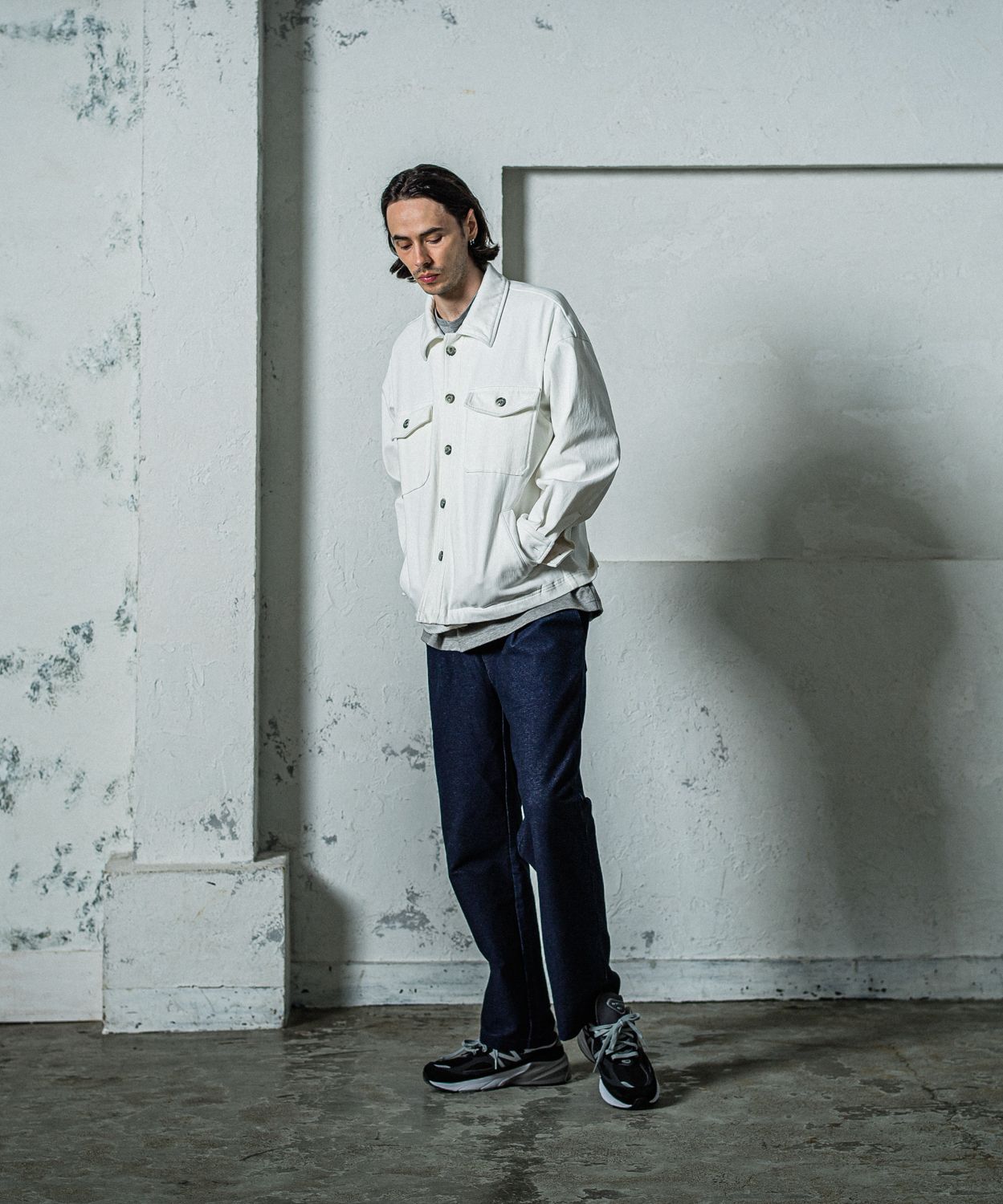 DENIM JERSEY OVER CPO / RC35-JK-002 / デニムジャージCPOジャケット / ホワイト