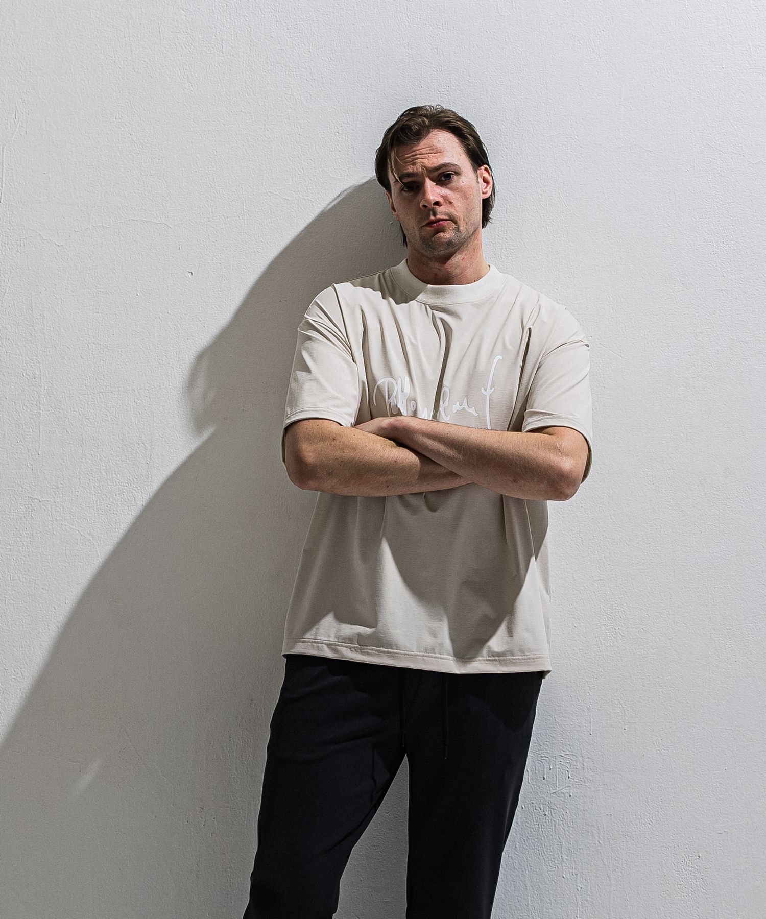 PB SIGN OVER NYLON T / DP1-T-002 / サインプリントナイロンビッグTシャツ / グレージュ (4月上旬入荷予定)