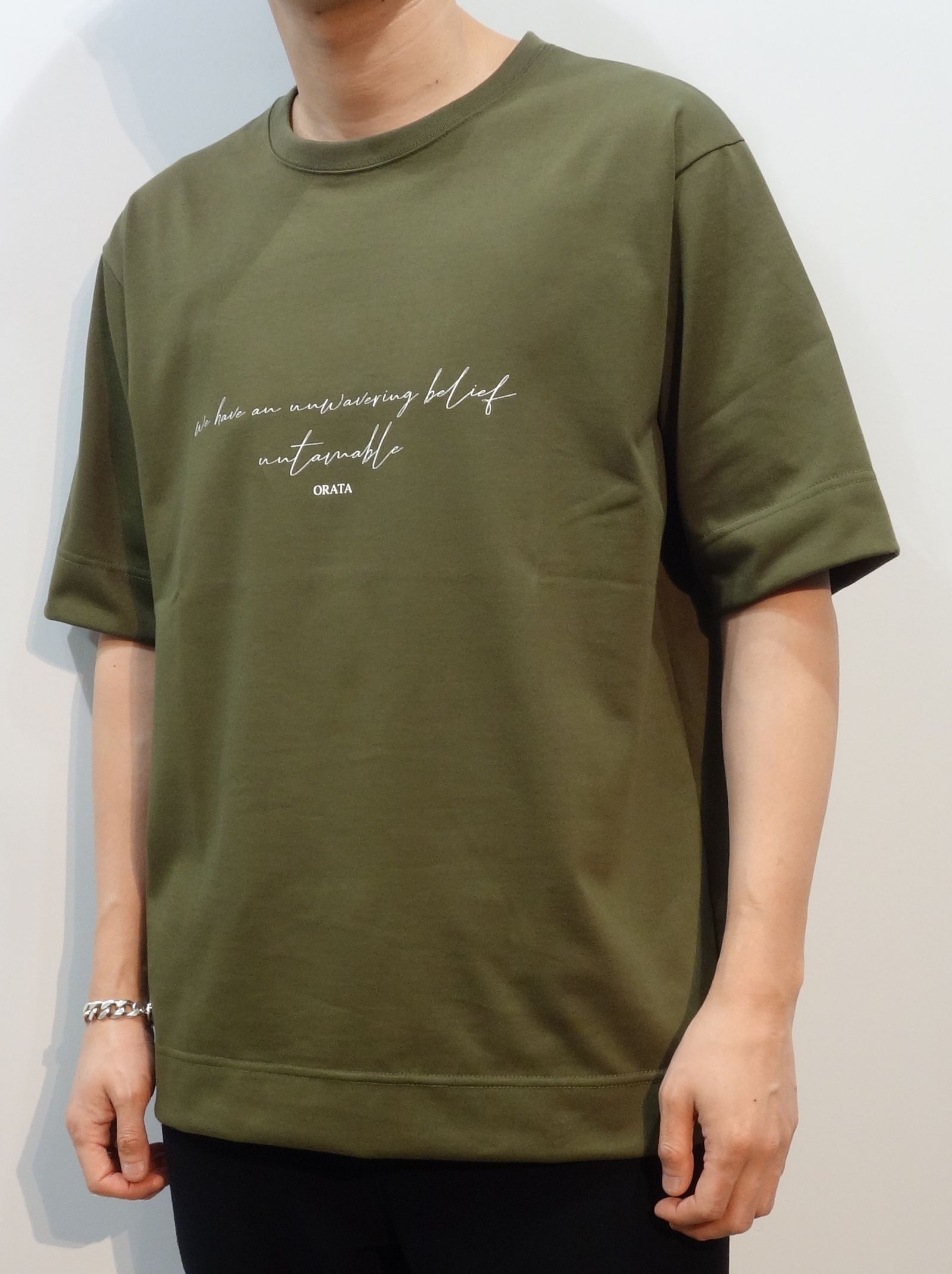 ORATA - CURSIVE MESSAGE T / OR1-T-001 / プリントTシャツ / カーキ