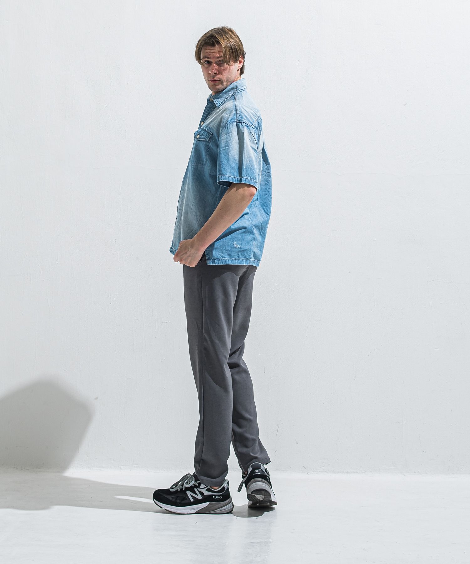 PAT WIDE EASY PANTS / RC40-ST-036BN / ワイドテーパードパンツ / ツイルグレー (4月中旬入荷予定)