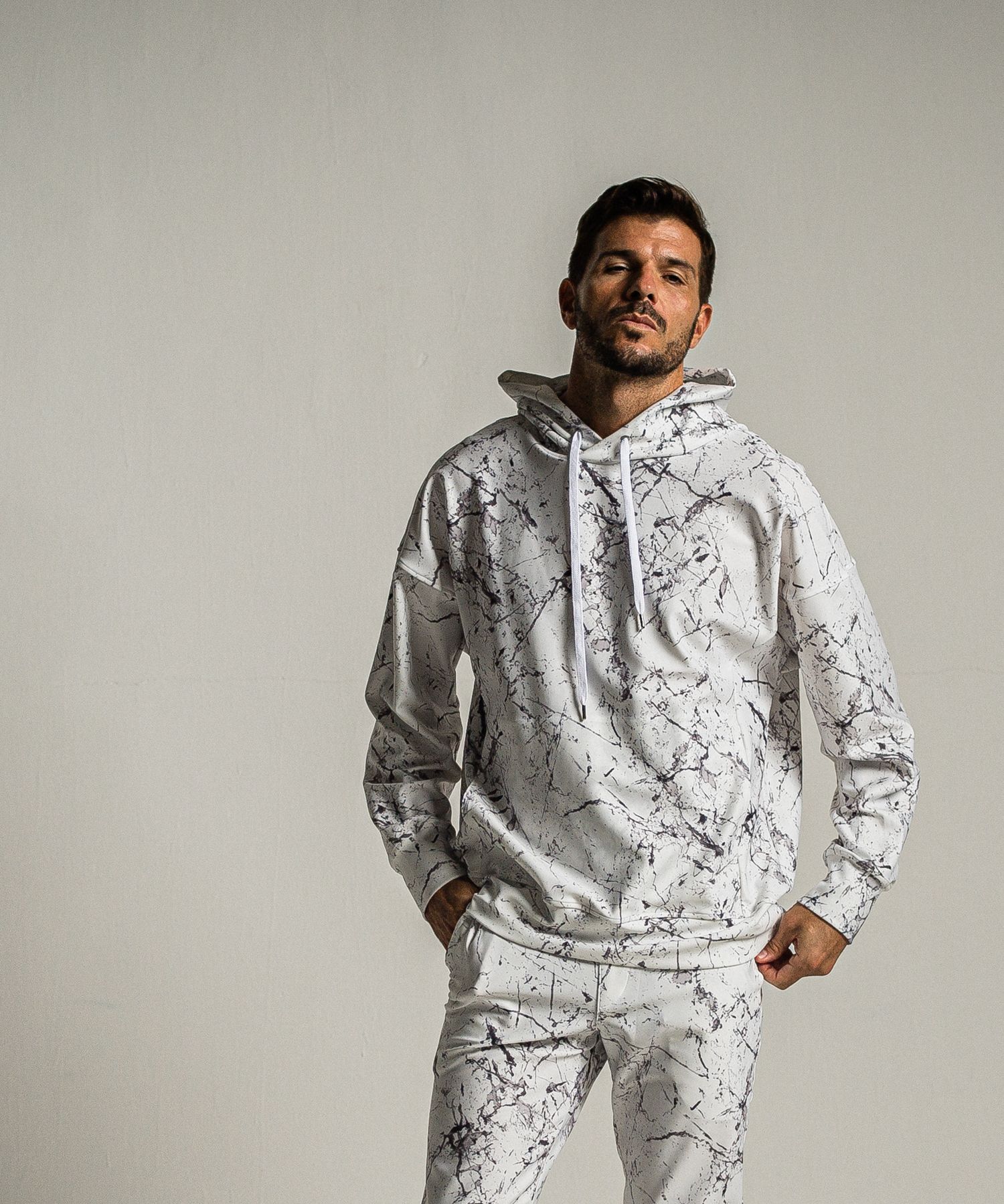PAINT LOOSE HOODIE / RC34-C-008 / ペイント柄ルーズパーカー / グレー