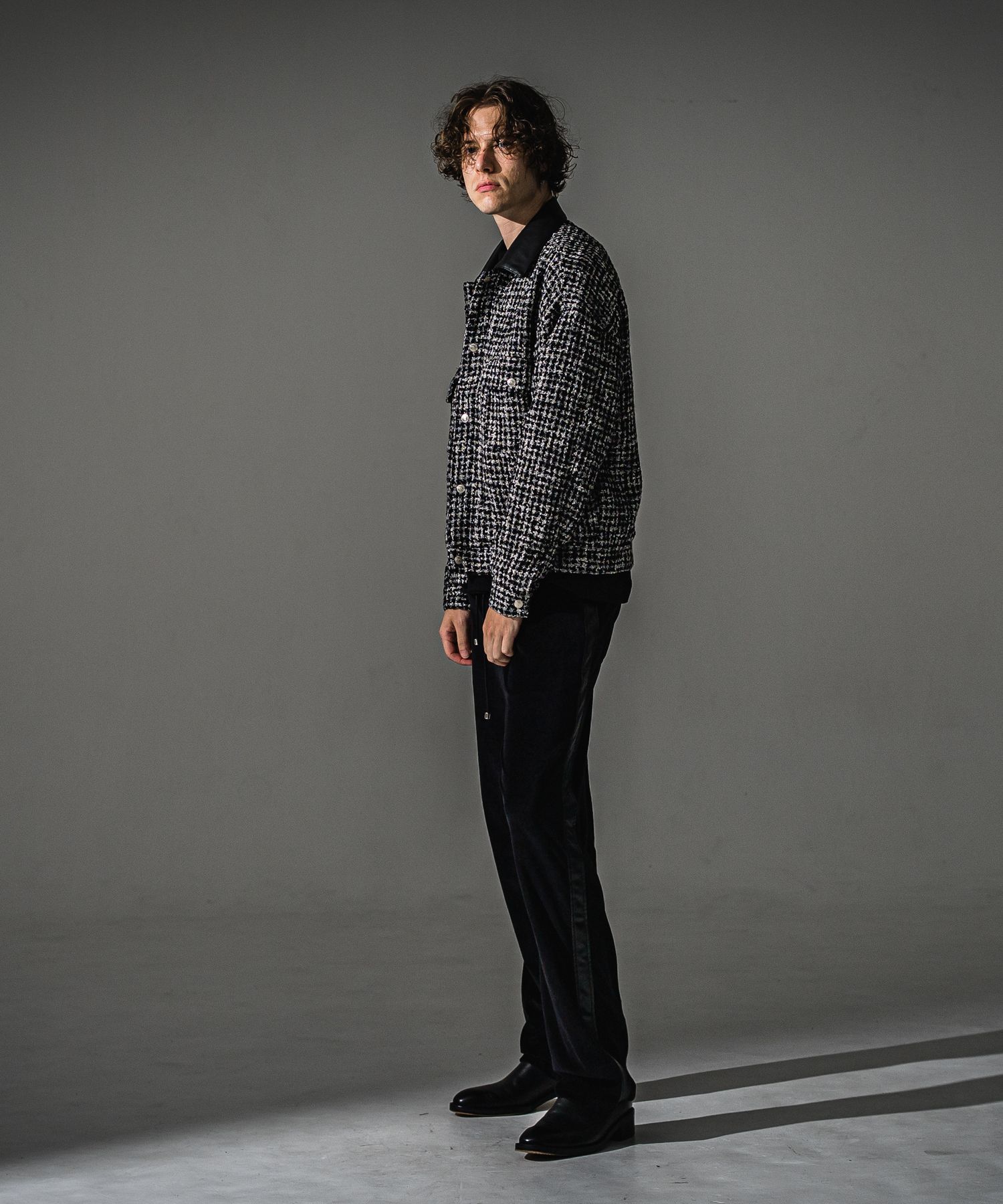 VELOUR SEMIWIDE TUCK PT / RC41-ST-044 / ベロアセミワイドタックパンツ / ブラック (9月中旬入荷予定)