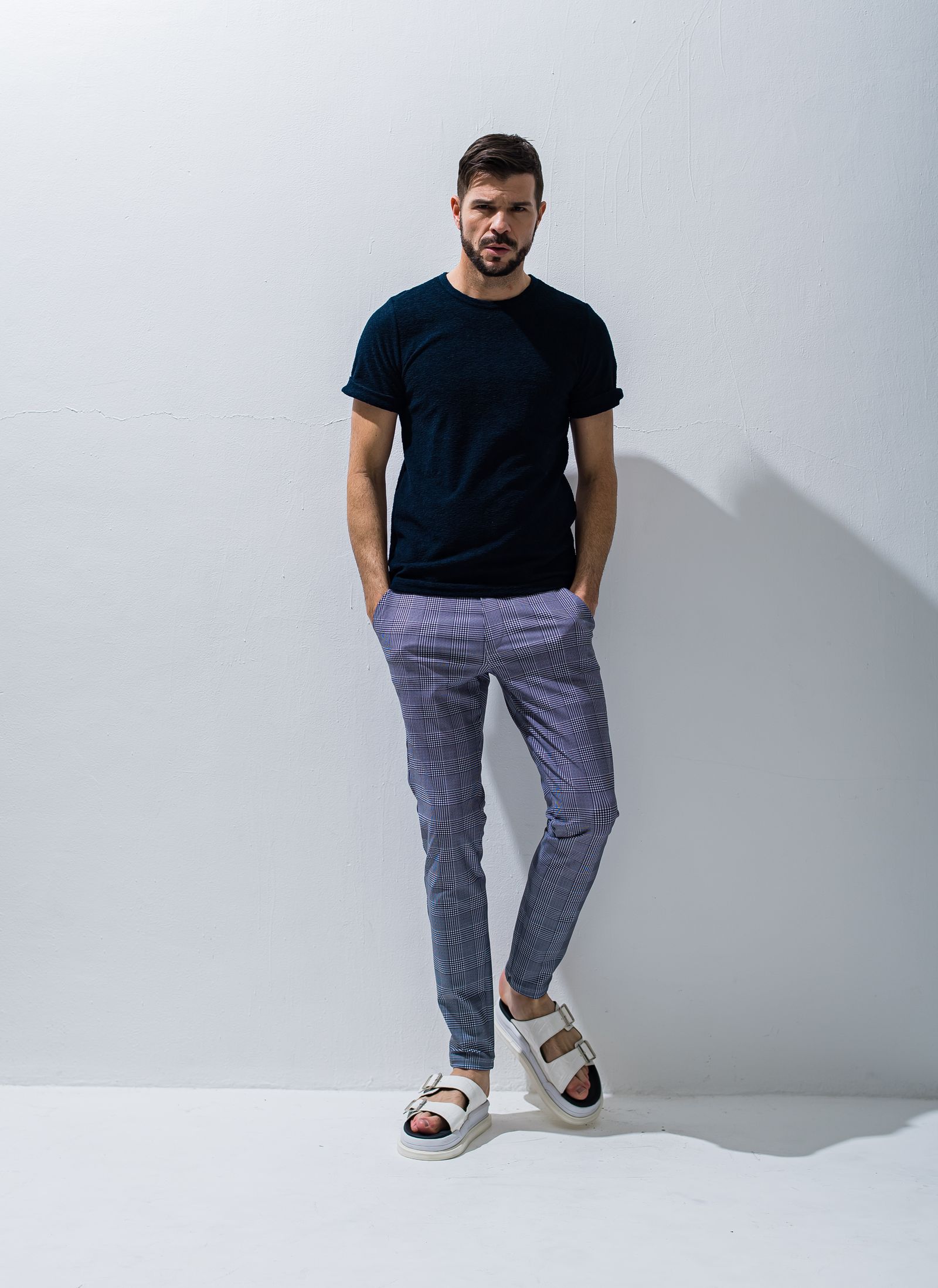 CHRIS EASY CHECK PANTS / RC28-ST-016 / チェックイージーパンツ / グレンチェックブラック