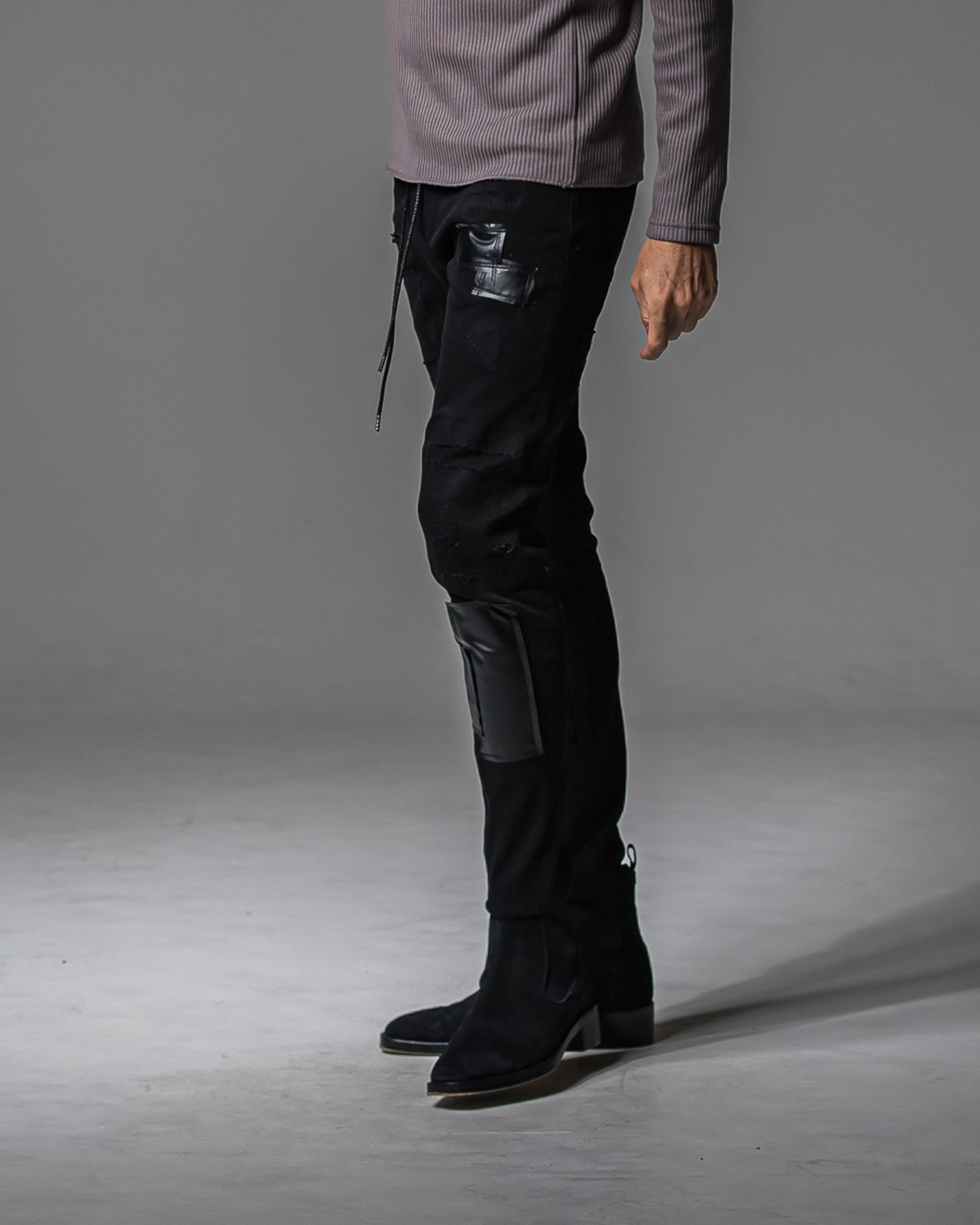 MICK DENIM JERSEY / BASIC-ST-020 / デニムジャージテーパードパンツ / ブラックリメイク (9月上旬入荷予定)