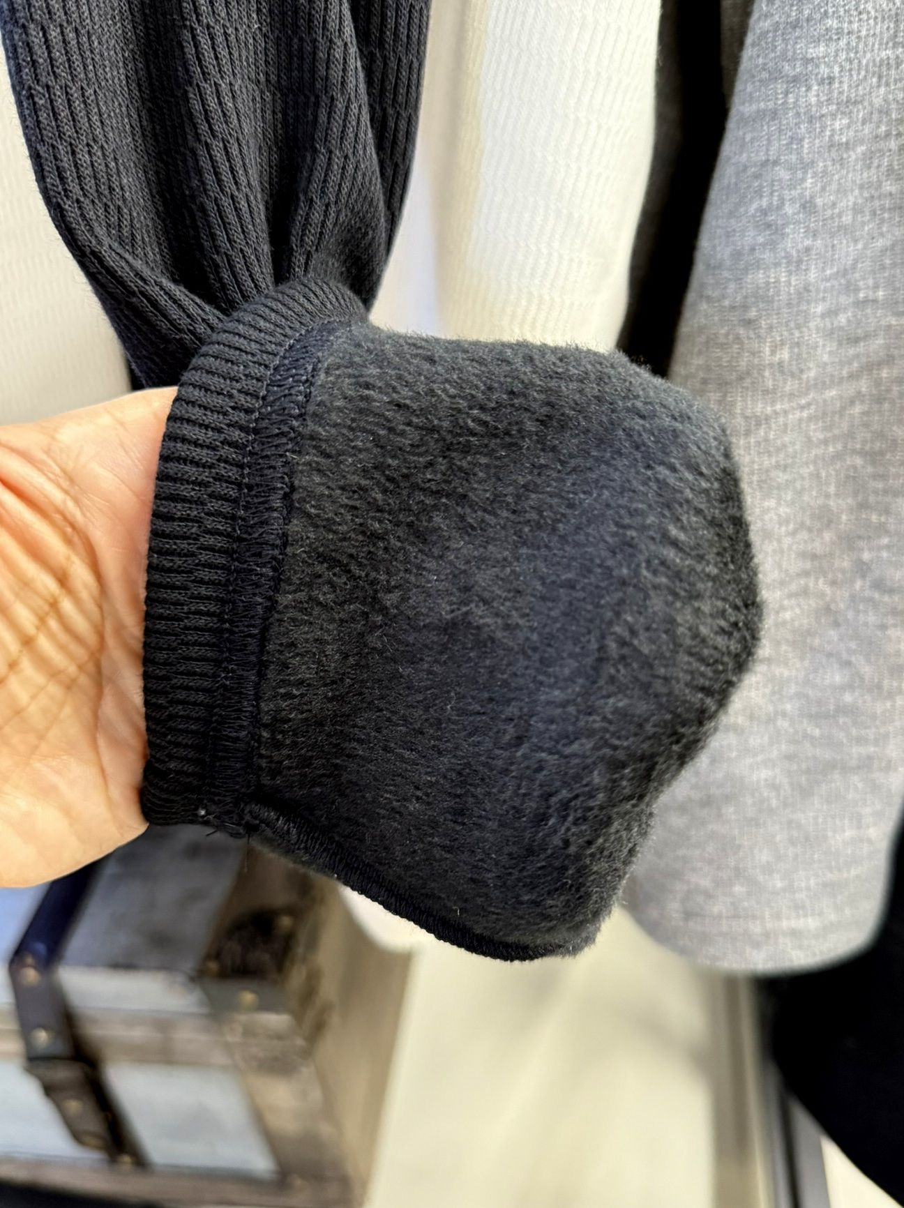 VELOURS FLEECE THERMAL HENRY / RC38-C-003 / 裏起毛サーマルヘンリーネックロングTシャツ / ブラック (10月中旬入荷予定)