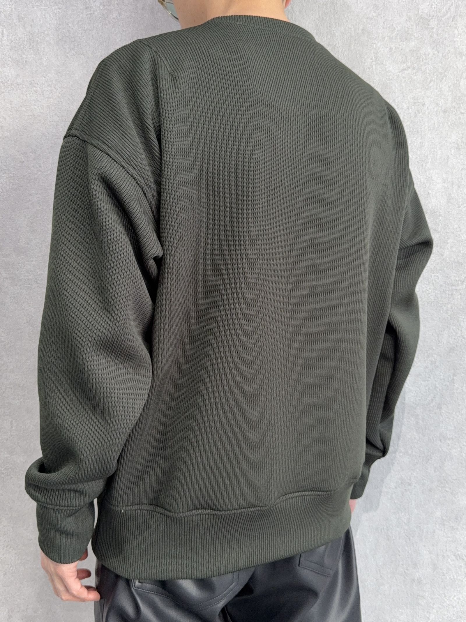 AZE MILITARY DROP TRAINER / RC39-C-003 / 高機能畦編みニットトレーナー / カーキ