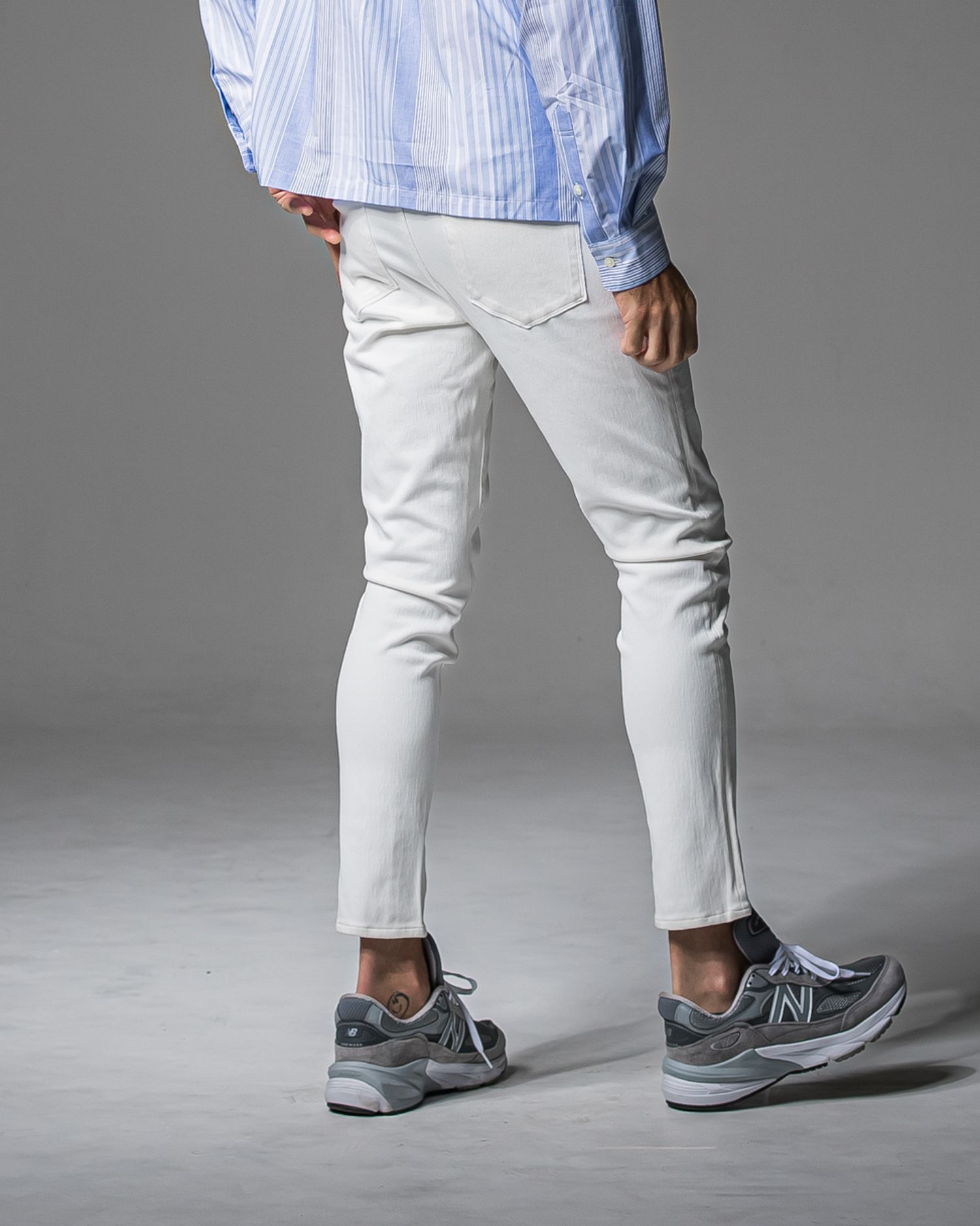 MICK DENIM JERSEY / BASIC-ST-020 / デニムジャージテーパードパンツ / ホワイト (9月上旬入荷予定)
