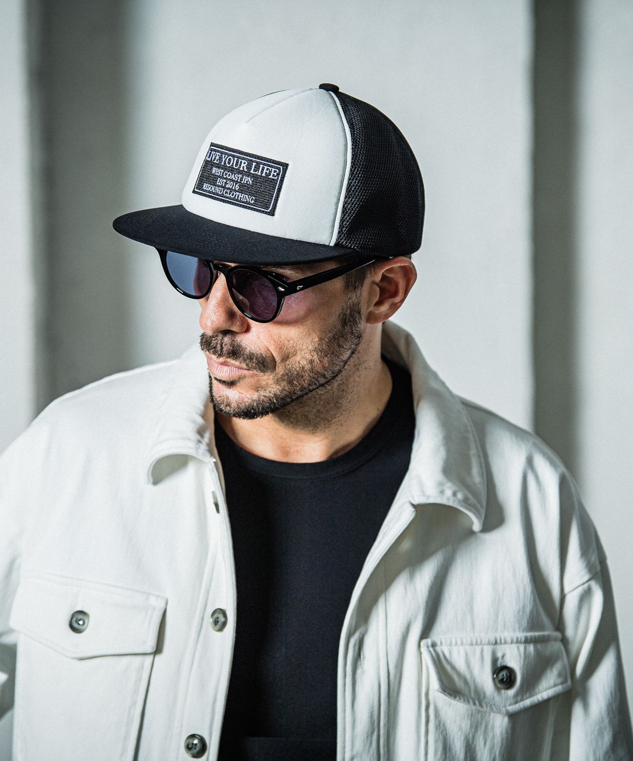 LIVE MESH CAP / RC35-CAP-001 / ロゴワッペンメッシュキャップ / ブラック×ホワイト