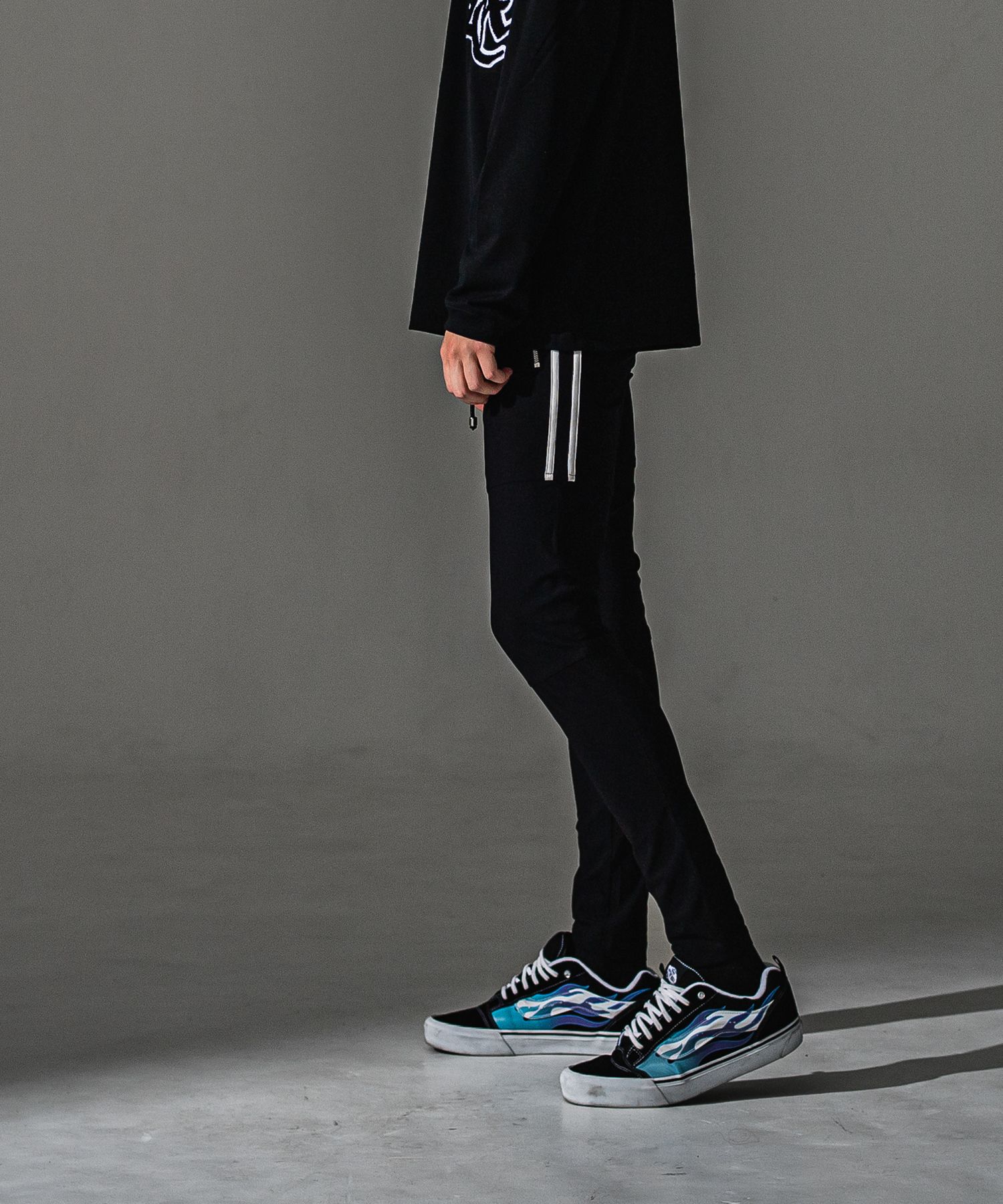 JOHNSON LINE NYLON PT / BASIC-ST-009 / ジョンソンラインナイロンパンツ / ブラック×ホワイト (7月下旬入荷予定)