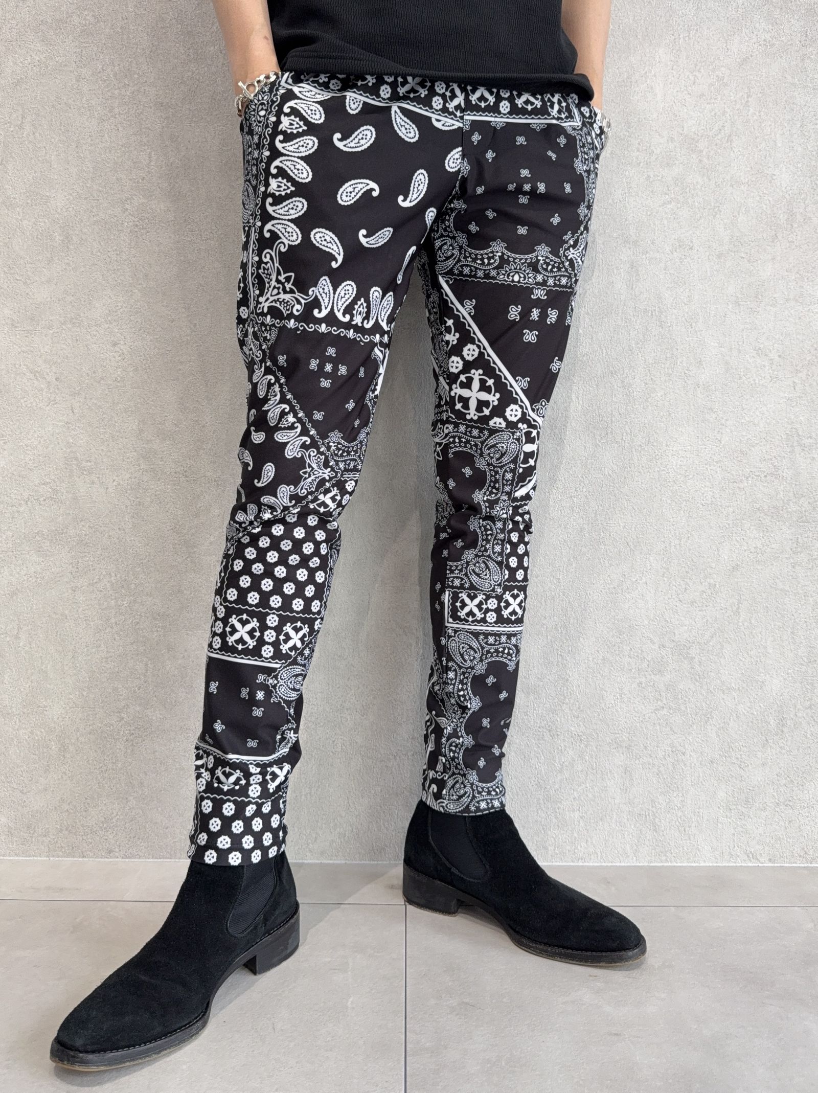 CHRIS EASY TUCK PANTS / RC39-ST-016T / ナイロンイージータックパンツ / バンダナブラック