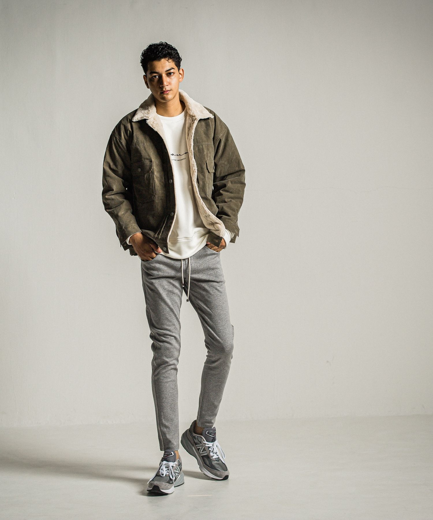 ID VELOURS FLEECE DROP TRAINER / RC34-C-004 / 裏起毛バックロゴトレーナー / ホワイト