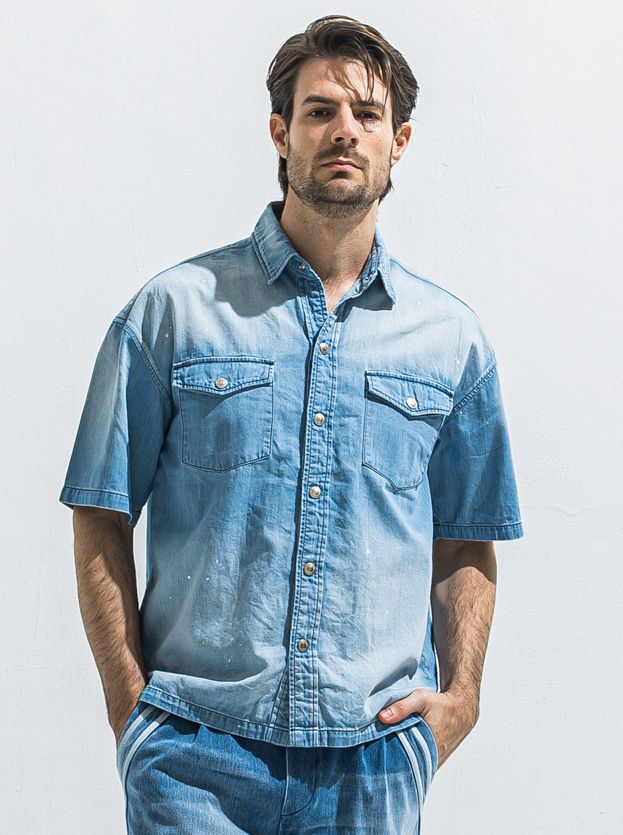 HALF DENIM SHIRTS / RC40-SH-002 / デニム半袖シャツ / ライトインディゴ (6月上旬入荷予定)