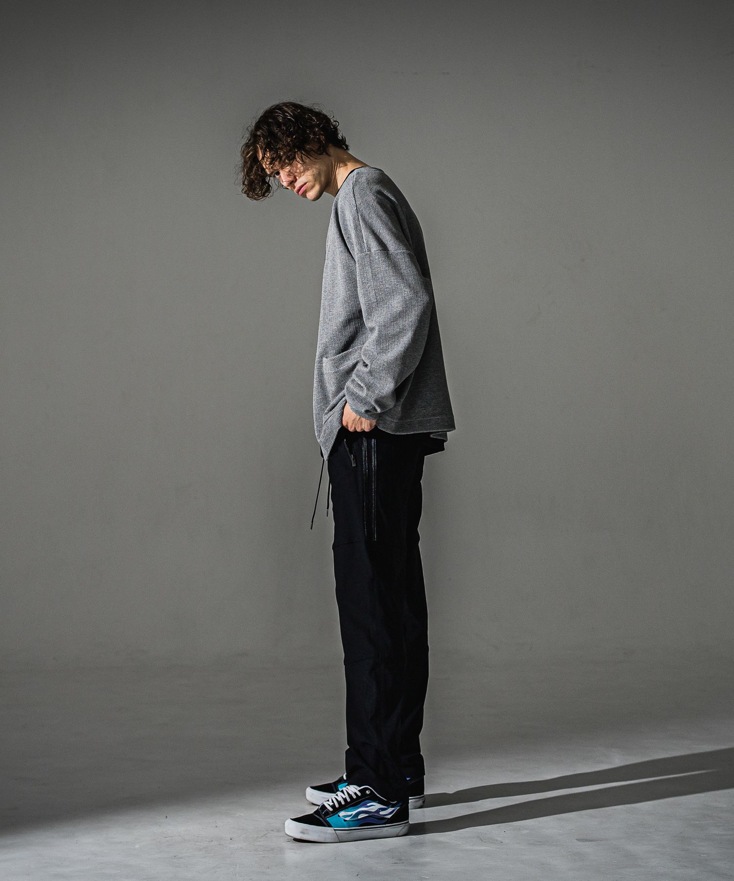 JOHNSON LINE WIDE PT / BASIC-ST-009WT / ジョンソンラインセミワイドタックパンツ / ブラック×ブラック (7月下旬入荷予定)