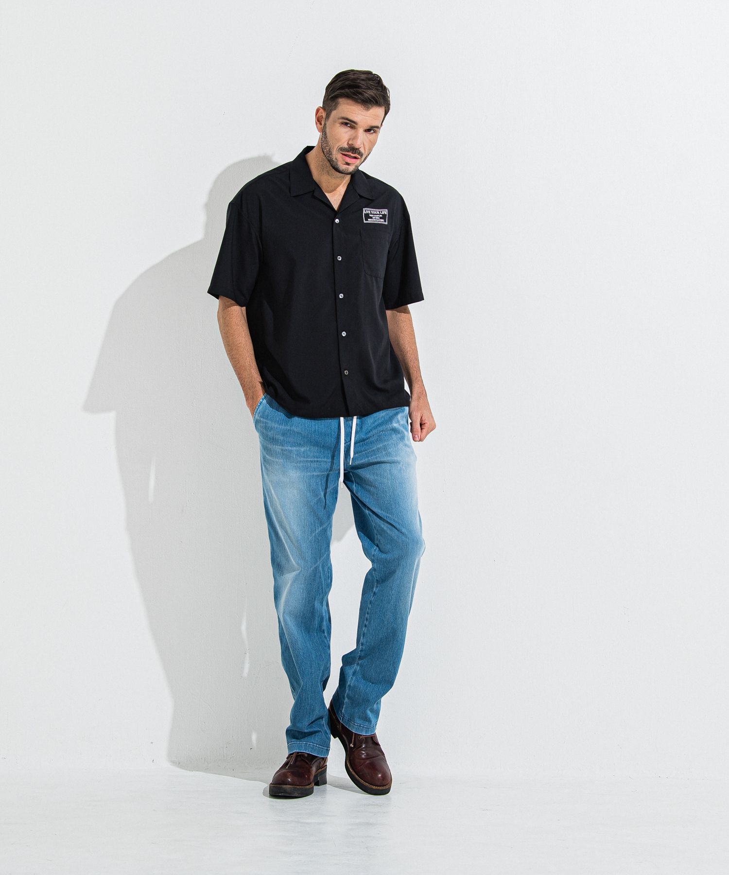 DENIM JERSEY WIDE PT / RC36-ST-016WTD / ライトオンスデニムジャージワイドパンツ / ライトインディゴ