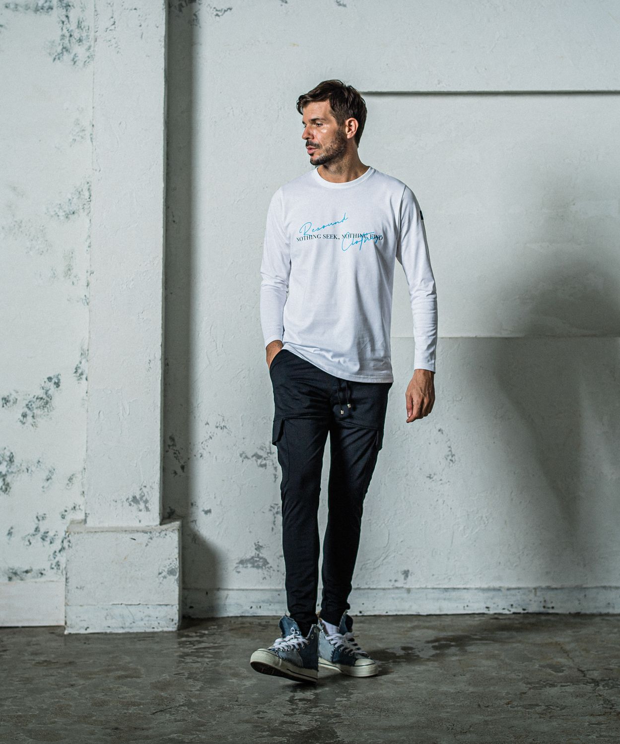 NSNF LONGSLEEVE TEE / RC35-T-009 / メッセージロゴ長袖Tシャツ / ホワイト