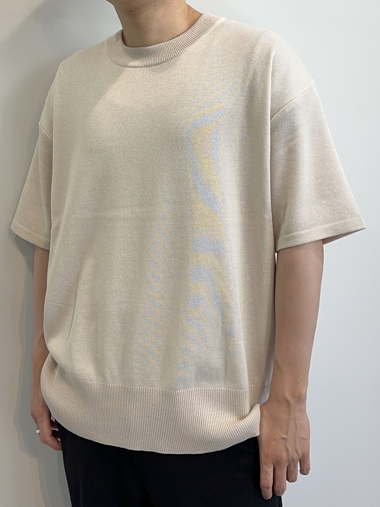 BACK ROGO HALF KNT / RC28-K-002 / バックロゴルーズ半袖サマーニット / ベージュ
