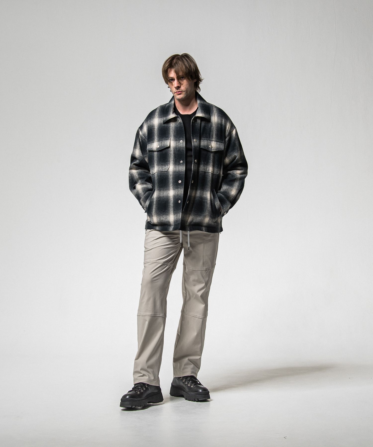 FLANNEL CHECK JK / RC38-JK-007 / フランネルチェックCPOジャケット / ブラック (10月中旬入荷予定)