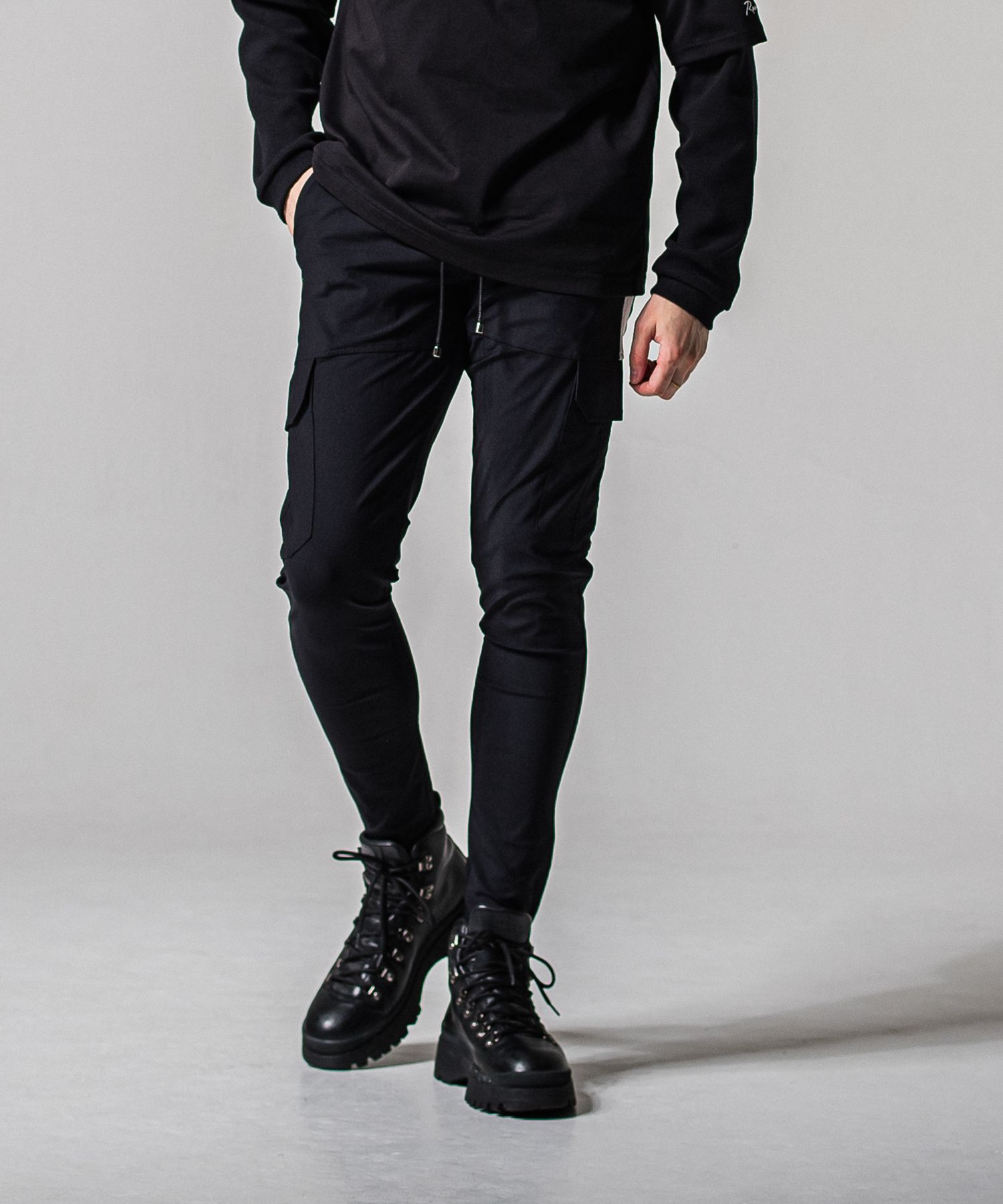 DARRELL CARGO PT / BASIC-ST-010 / ナイロン ラインカーゴパンツ / ブラック (2月下旬入荷予定)