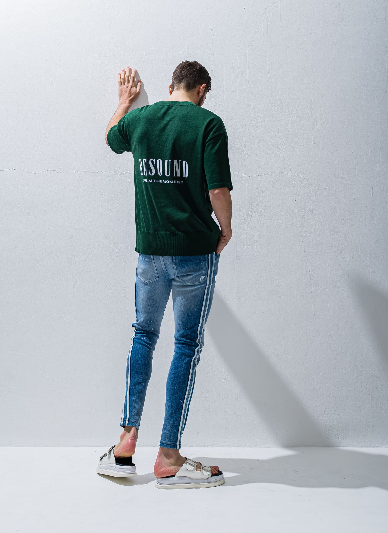 BACK ROGO HALF KNT / RC28-K-002 / バックロゴルーズ半袖サマーニット / グリーン※
