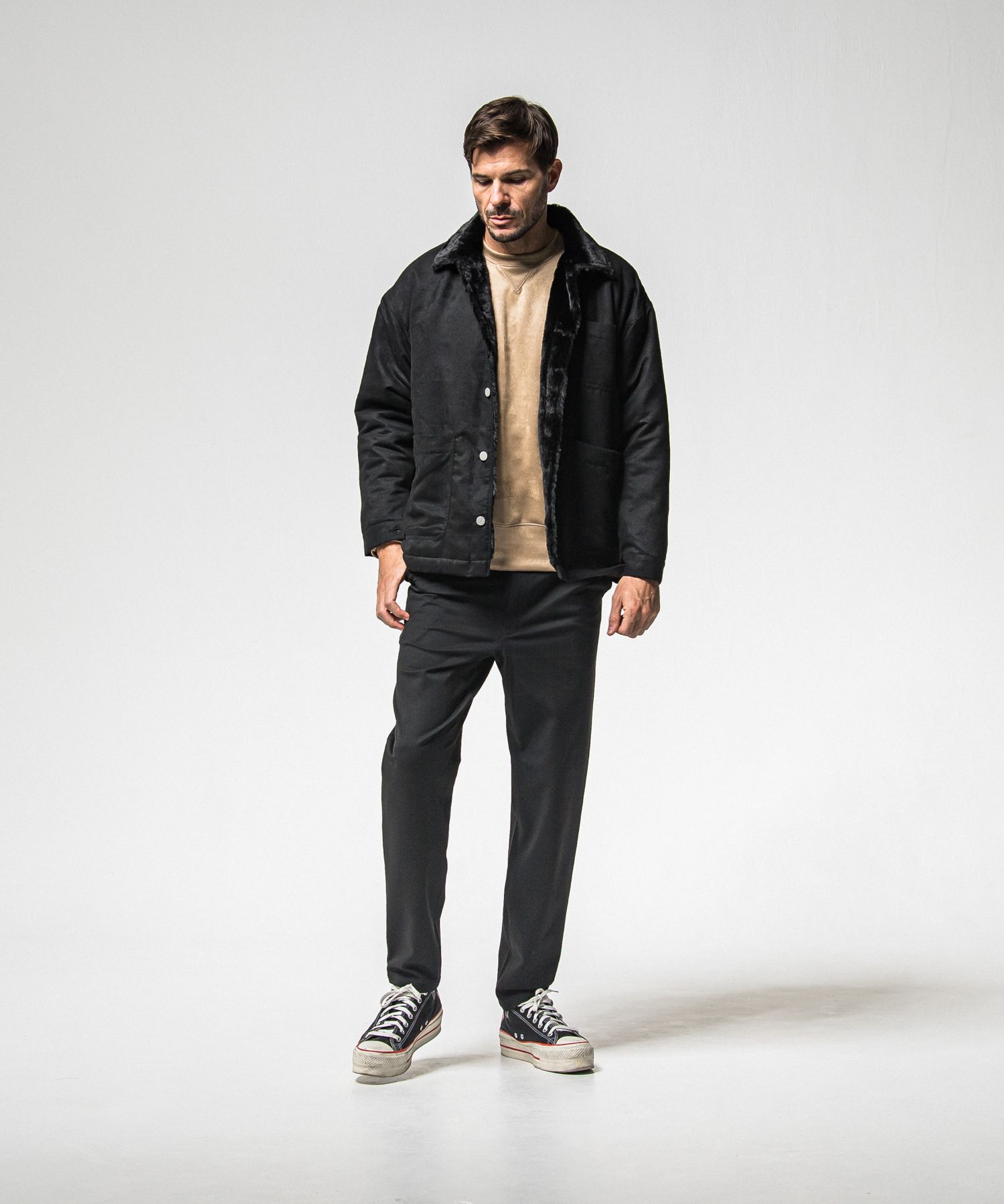 SUEDE FUR CAVER ALL / RC38-JK-003 / スエードファーカバーオール / ブラック (11月中旬入荷予定)