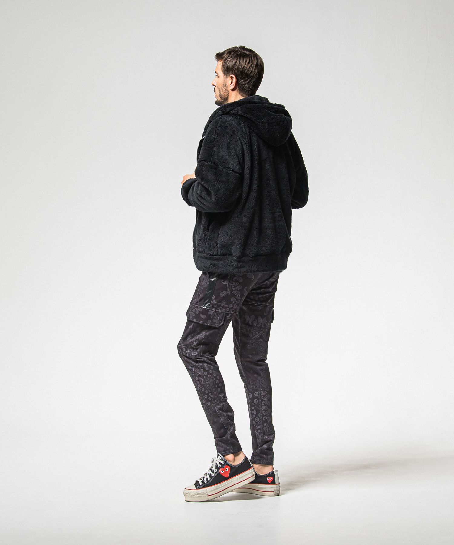 BOA ZIP LOOSE HOODIE / RC38-C-007 / ボアジップパーカー / ブラック (11月中旬入荷予定)