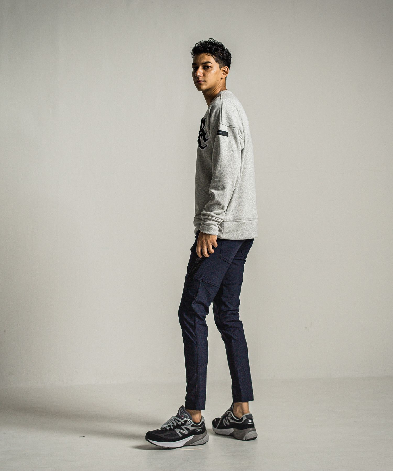 RC CHENILLE VELOURS FLEECE DROP TRAINER / RC34-C-007 / 裏起毛刺繍ワッペントレーナー / グレー