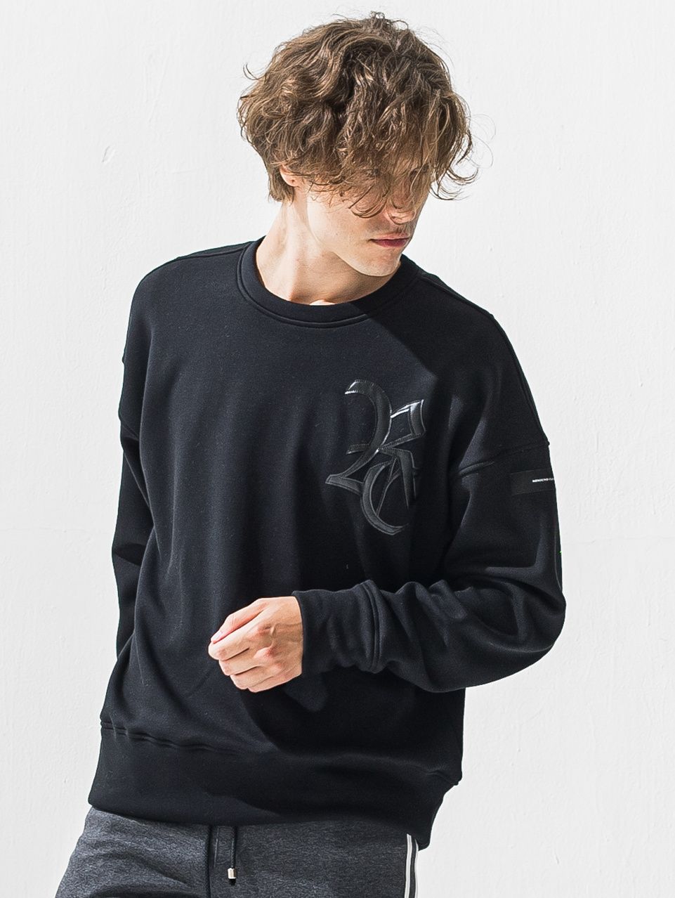 RC VELOURS FLEECE DROP TRAINER / RC42-C-005 / 裏起毛RCロゴトレーナー / ブラック (11月上旬入荷予定)