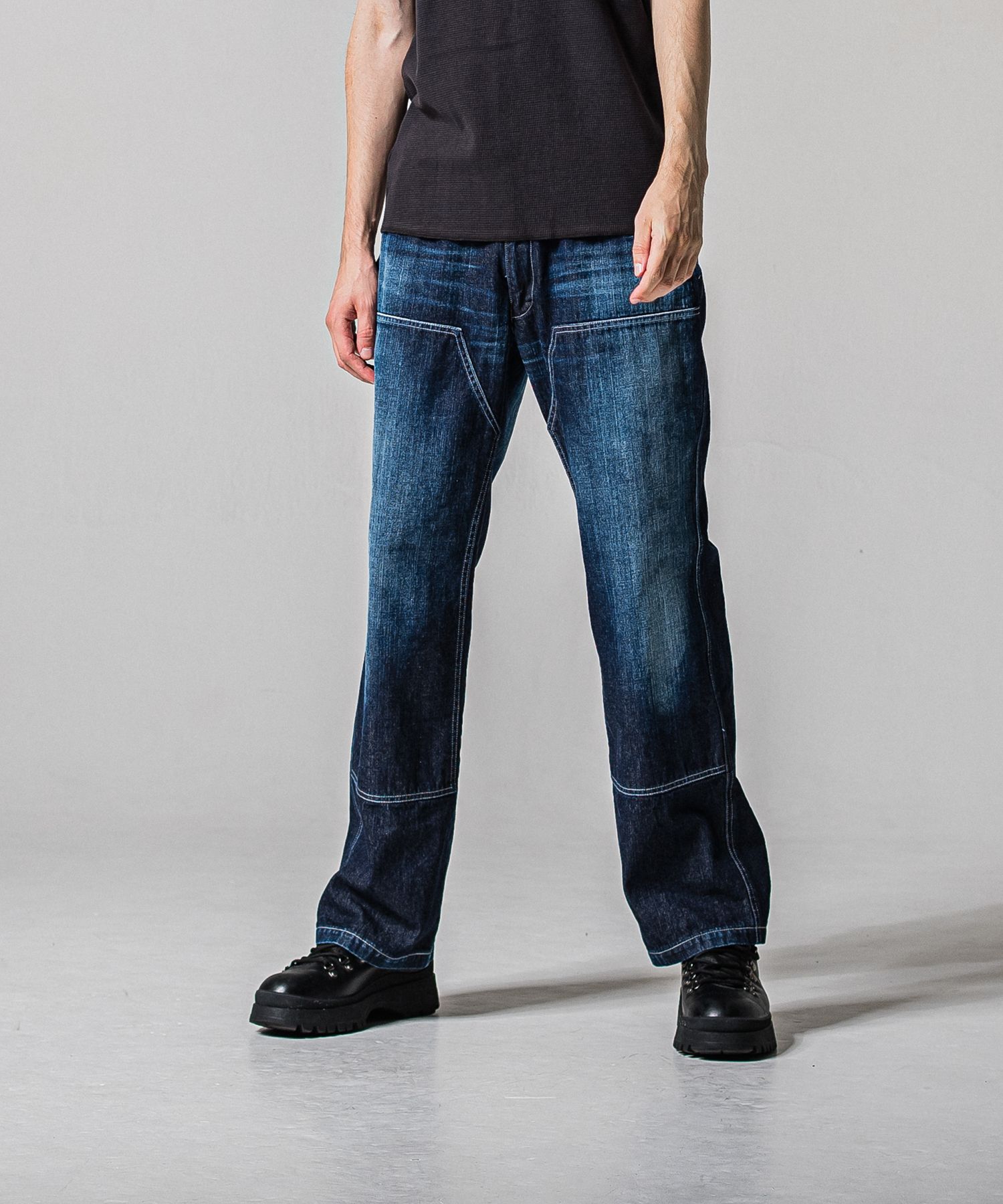 DOUBLE KNEE PT / RC39-ST-041 / ダブルニーワイドデニムパンツ / ダークインディゴ (2月中旬入荷予定)