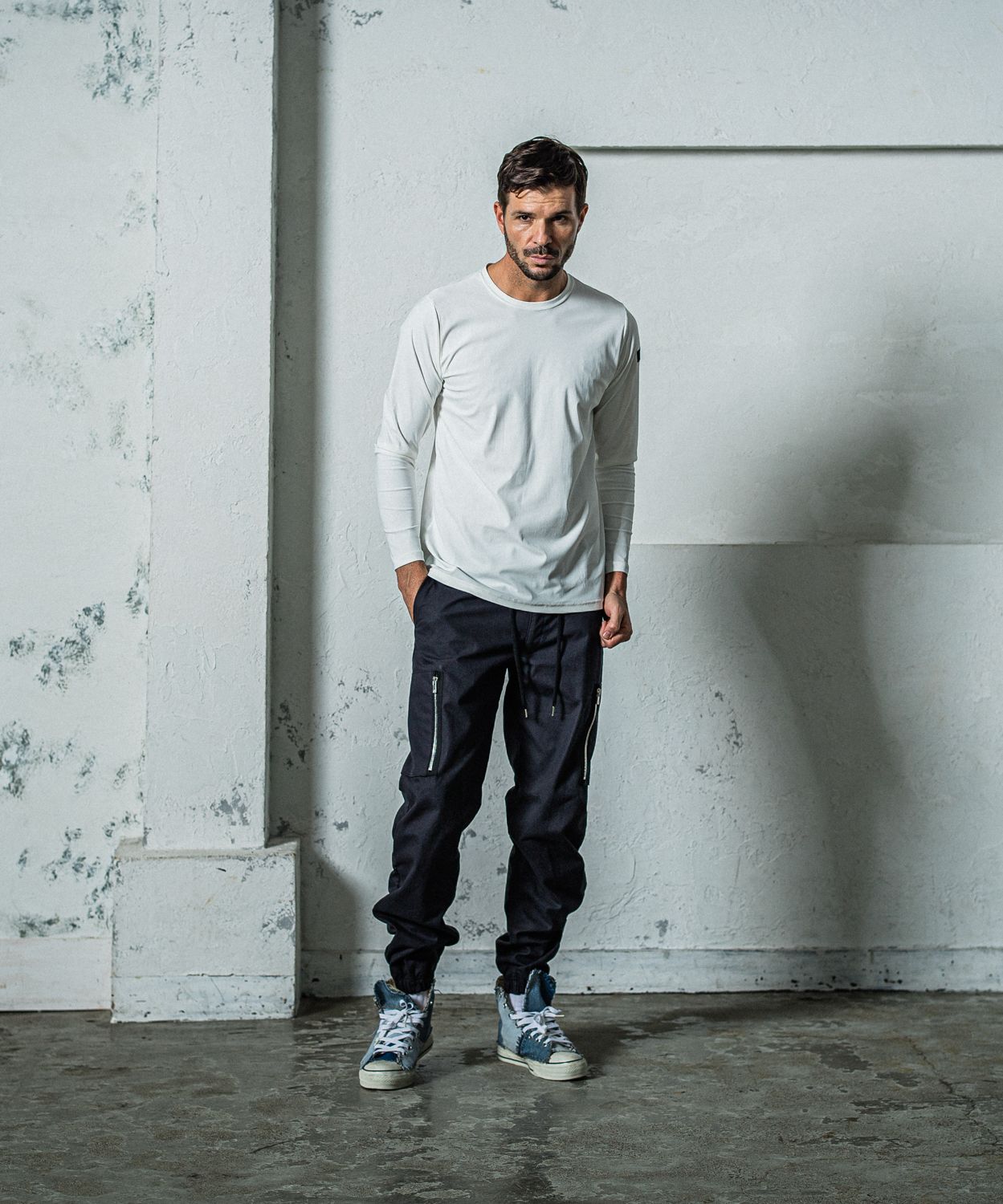 DAVID CARGO PANTS / RC35-ST-040 / ミリタリー裾ゴムカーゴパンツ / ブラック