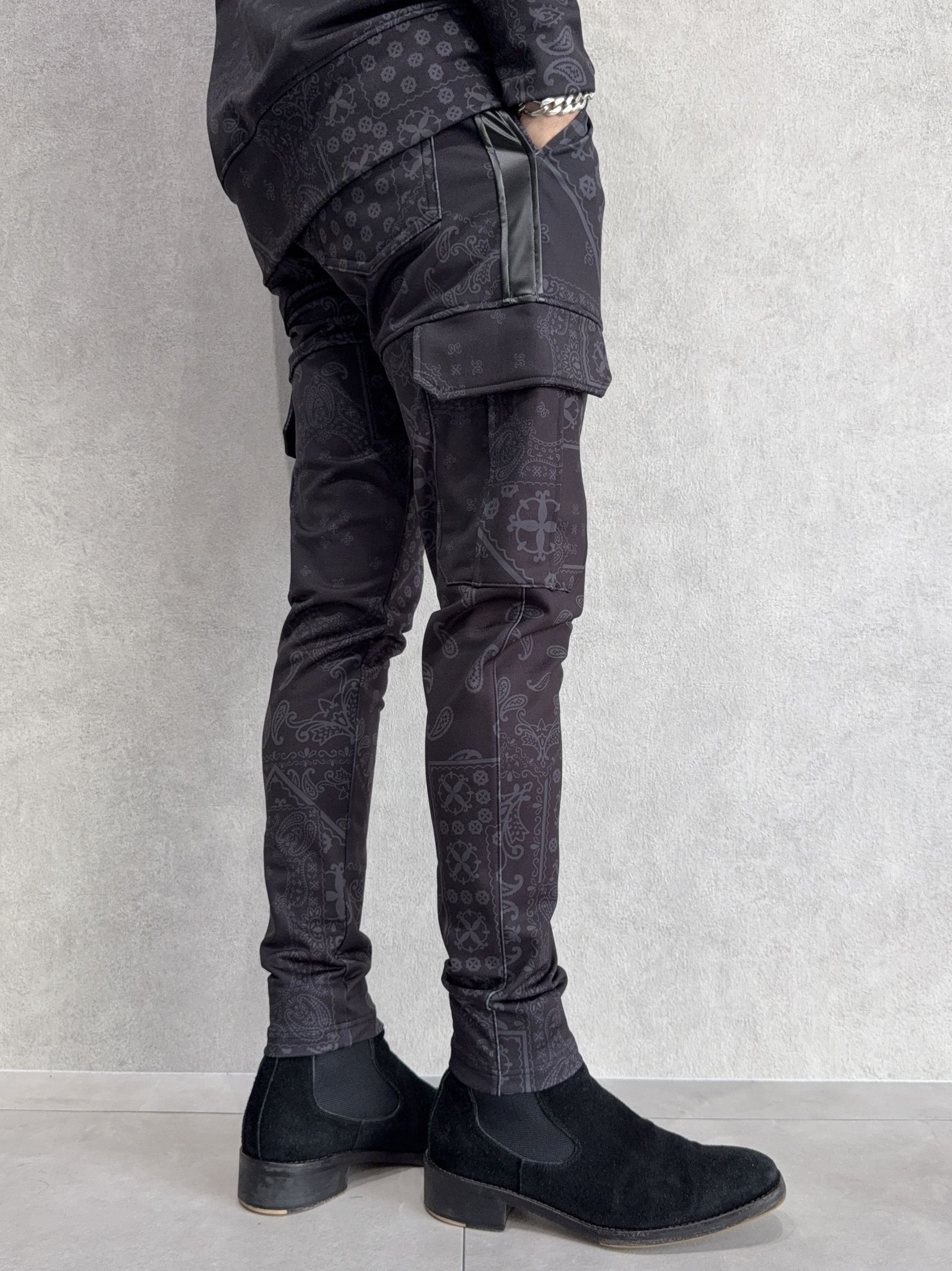 DARRELL HEAT CARGO PT / RC38-ST-010H / 裏起毛カーゴラインパンツ / ペイズリーブラック