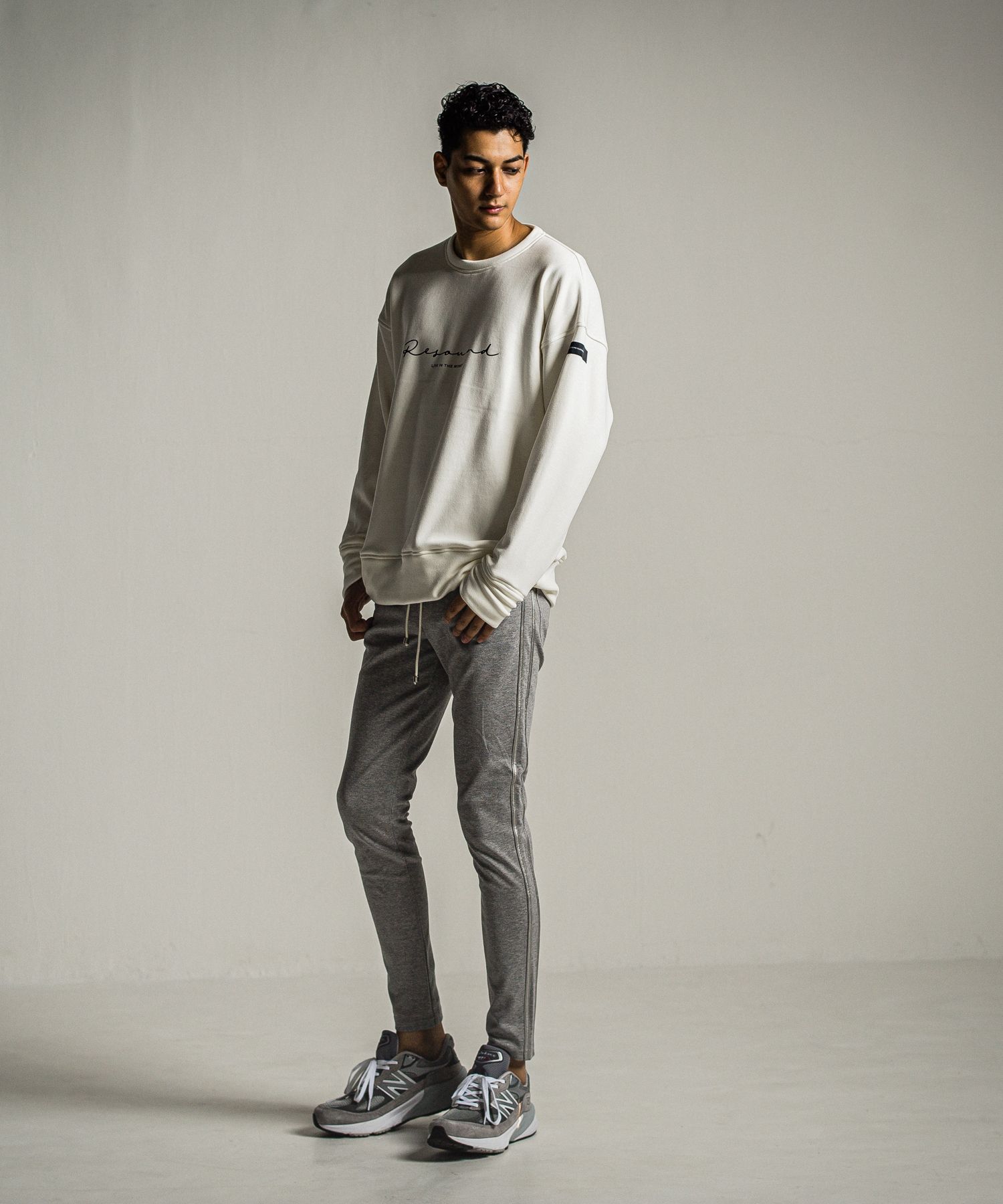 ID VELOURS FLEECE DROP TRAINER / RC34-C-004 / 裏起毛バックロゴトレーナー / ホワイト