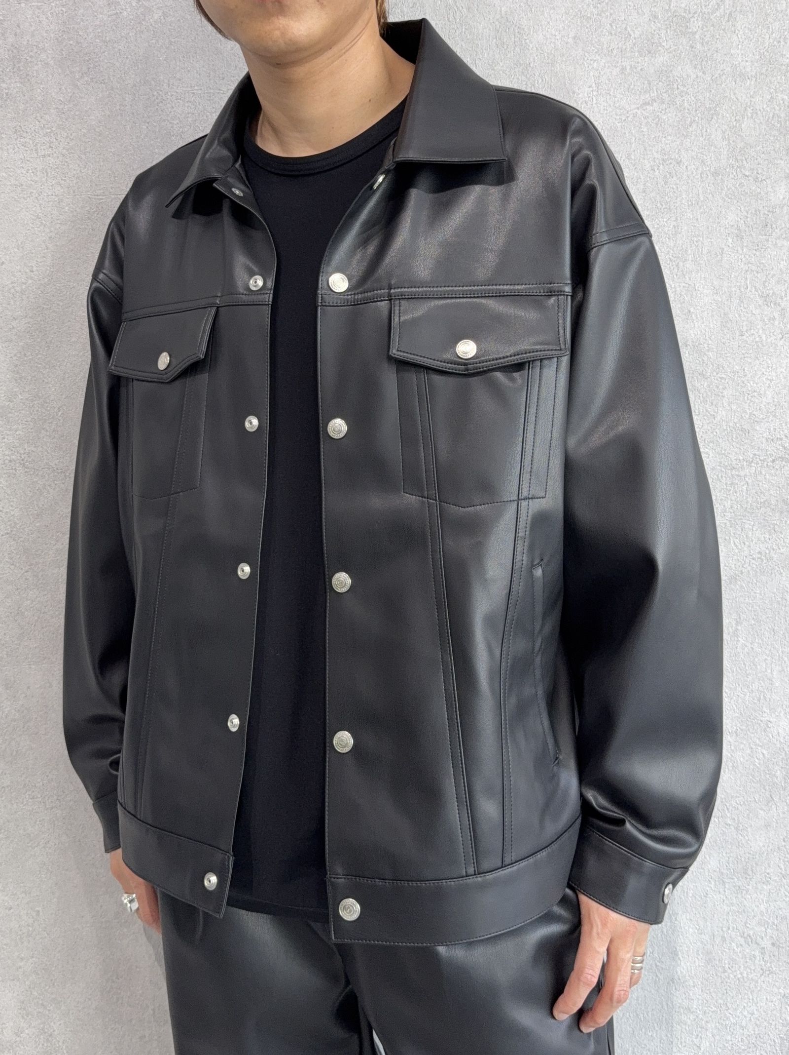 LEATHER OVER 3RD G / RC37-JK-006 / エコレザー3RD型Gジャン / ブラック