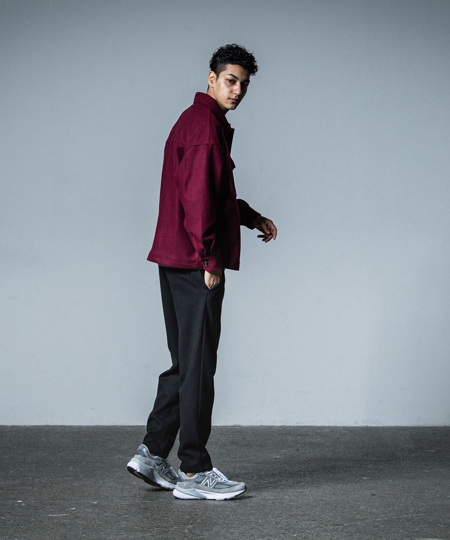 PAT WIDE EASY PANTS / RC33-ST-036BN / ワイドテーパードパンツ / ブラックメルトン