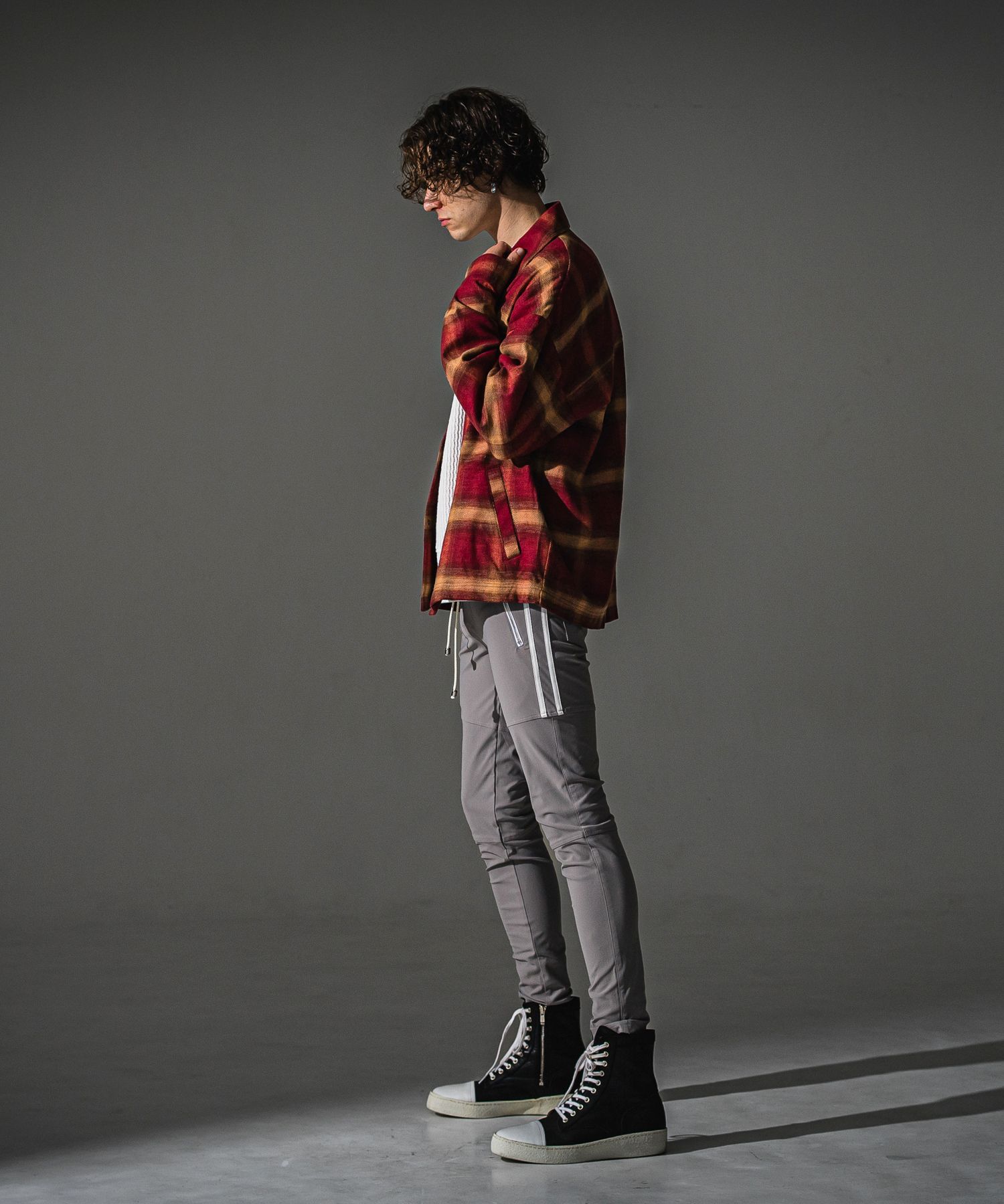 JOHNSON LINE NYLON PT / BASIC-ST-009 / ジョンソンラインナイロンパンツ / グレー×ホワイト (7月下旬入荷予定)