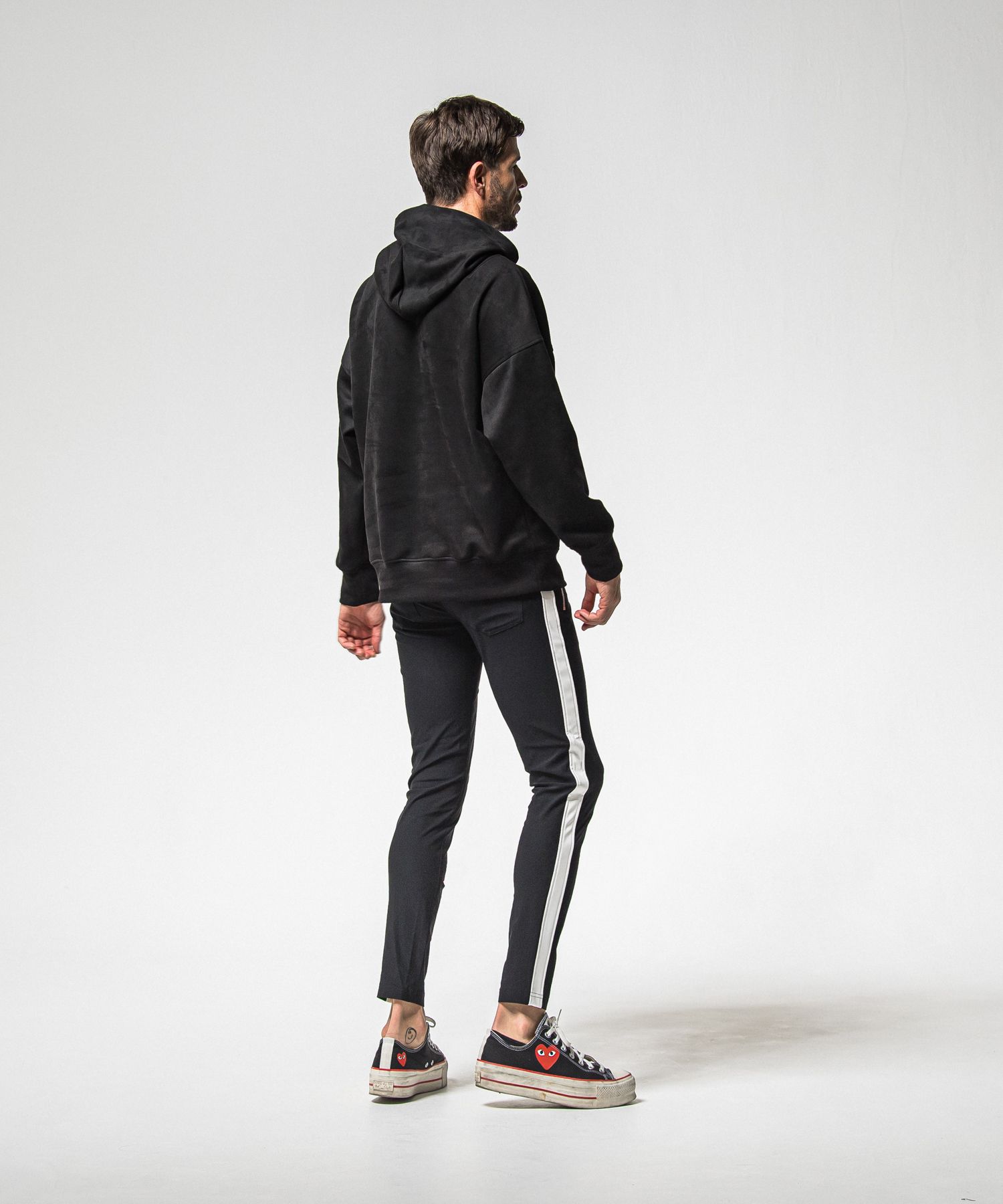 SUEDE LOOSE HOODIE / RC38-C-006 / スエードパーカー / ブラック (1月上旬入荷予定)