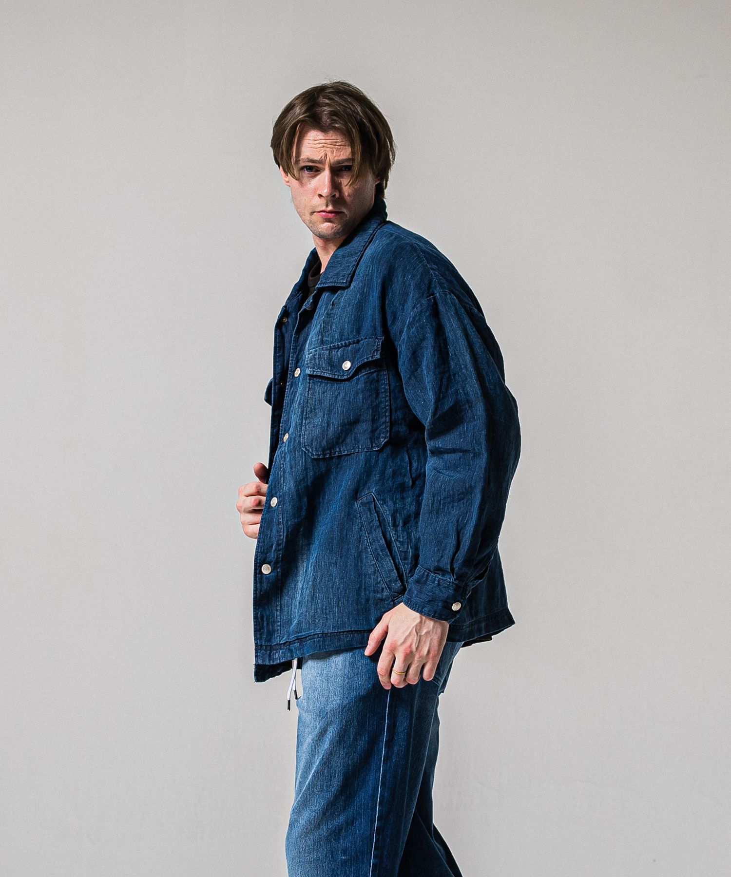 INDIGO LINEN JACK SHIRT / RC39-JK-007 / インディゴリネンシャツジャケット / ダークインディゴ (3月上旬入荷予定)