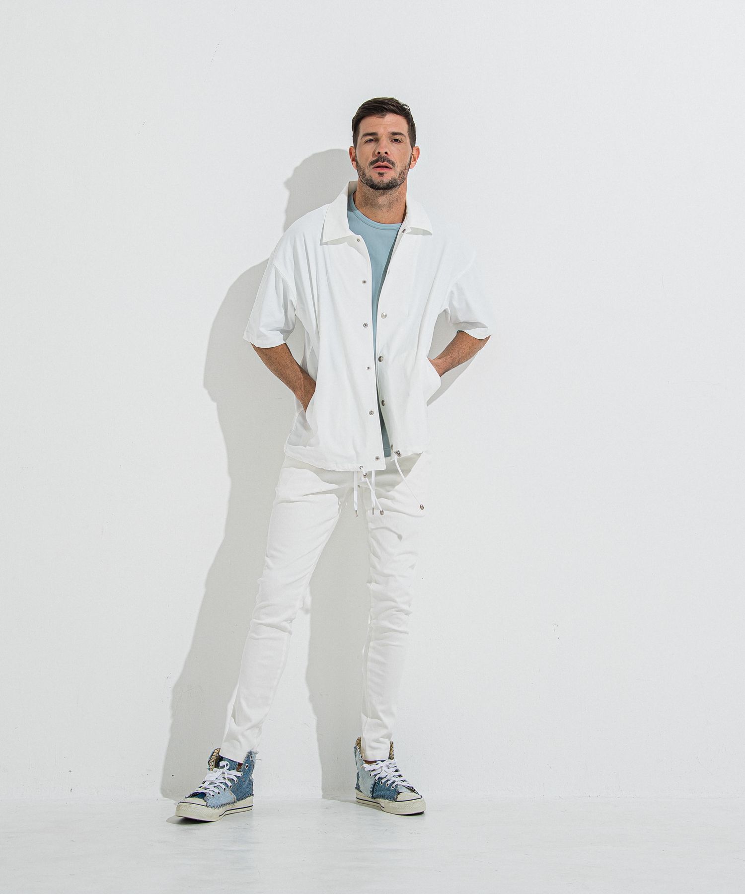 DENIM JERSEY CHRIS EASY TUCK PT / RC36-ST-016TD / ライトオンスデニムジャージイージータックパンツ / ホワイト